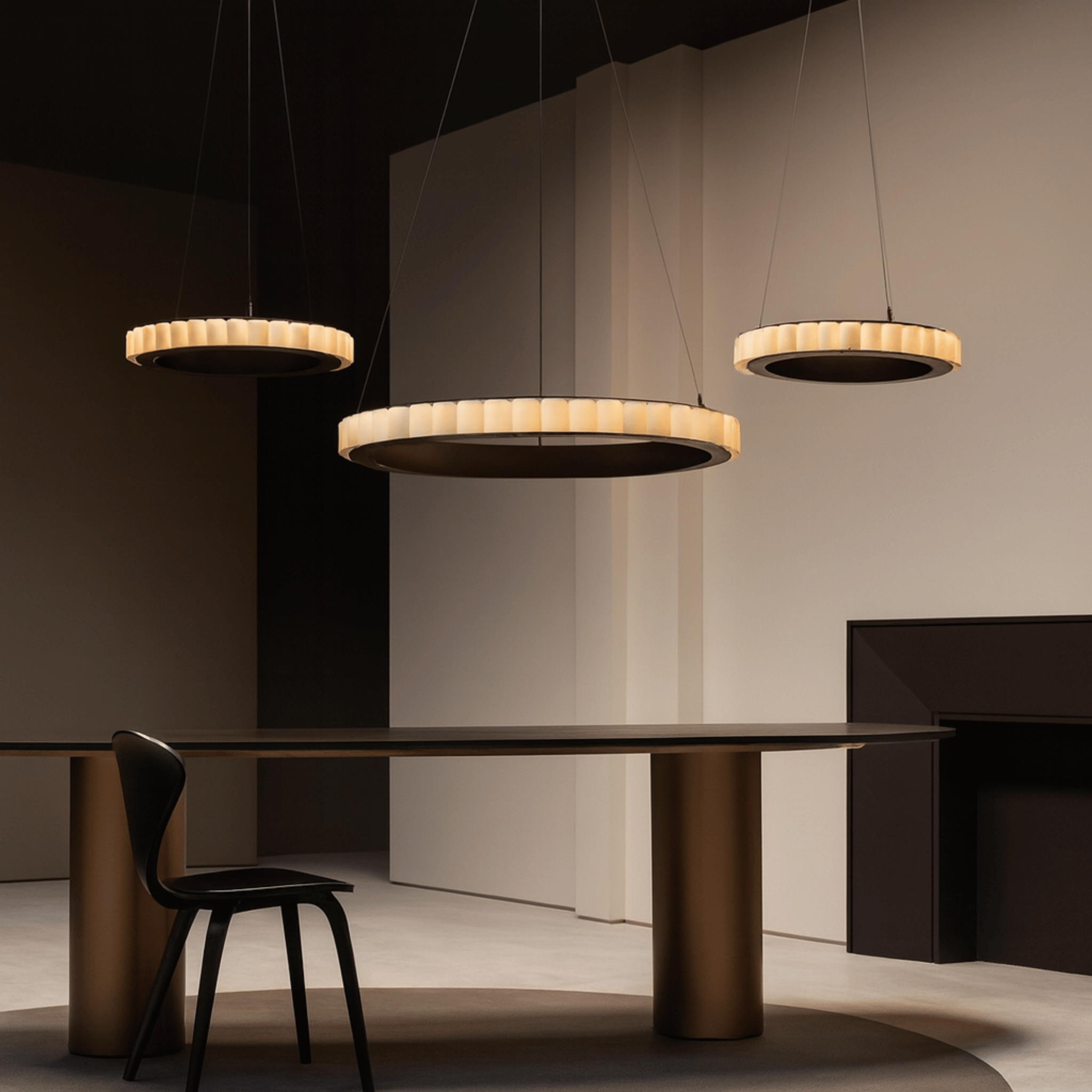 Ringmor Marble Halo Pendant Light — Nordic Design, Ceiling Fixtures, Sculptural LED