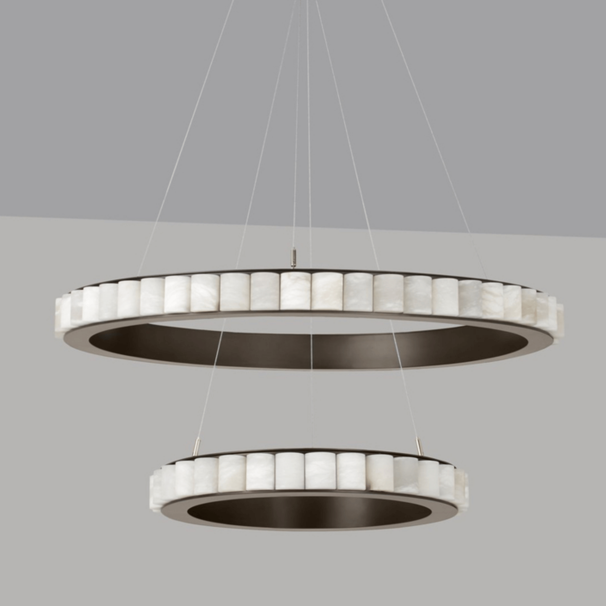 Ringve Marble Dual Ring Pendant Light for Dining Room, Ceiling Fixtures, White LED