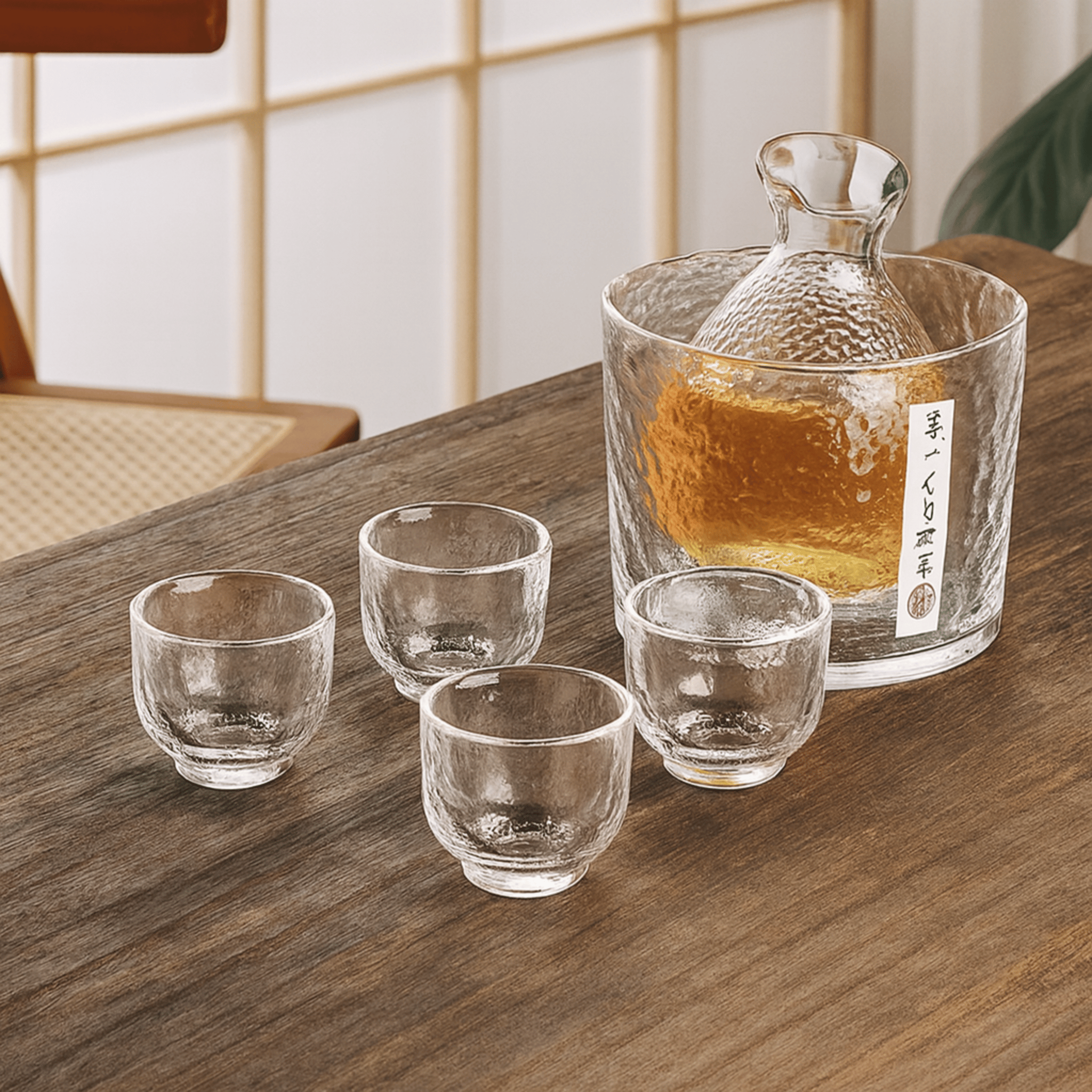 Rinne 6-Piece Glass Sake Set for Japanese Spirits, Clear, Drinkware Sets, Serving