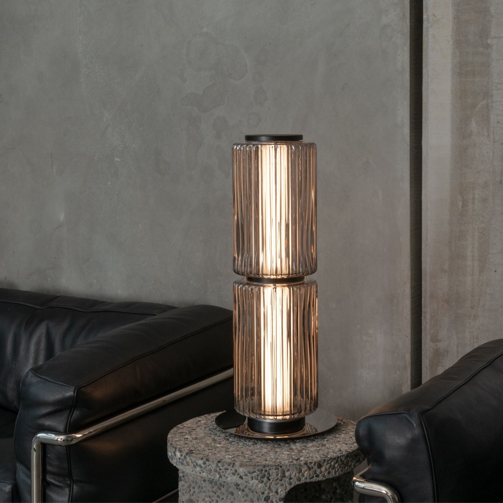 Rökva Smoked Glass Table Lamp — Nordic Ambient Light, Medium / Warm, Lamps, Sculptural