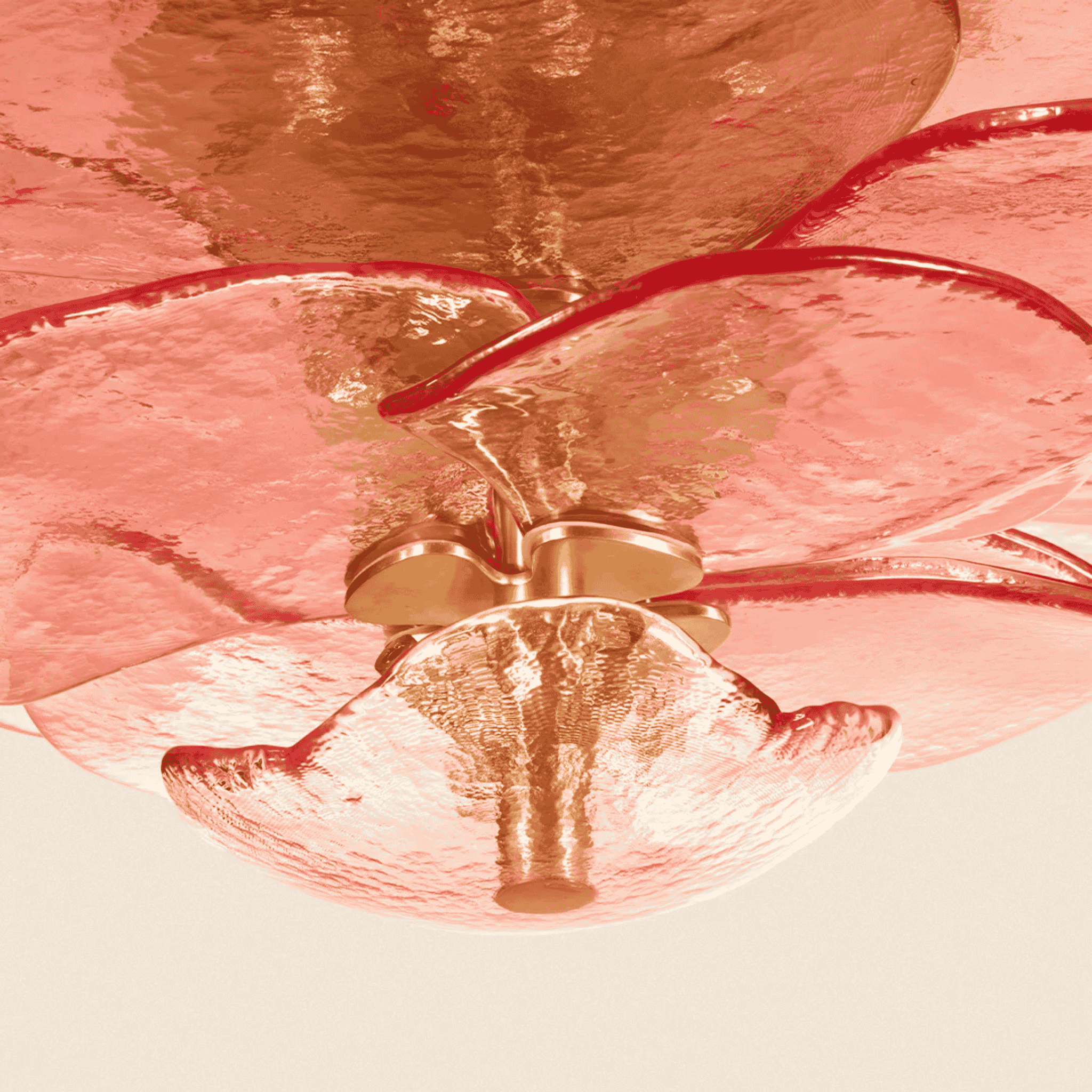 Handcrafted Pink Stained Glass Ceiling Chandelier, Light Fixtures, Roslyn