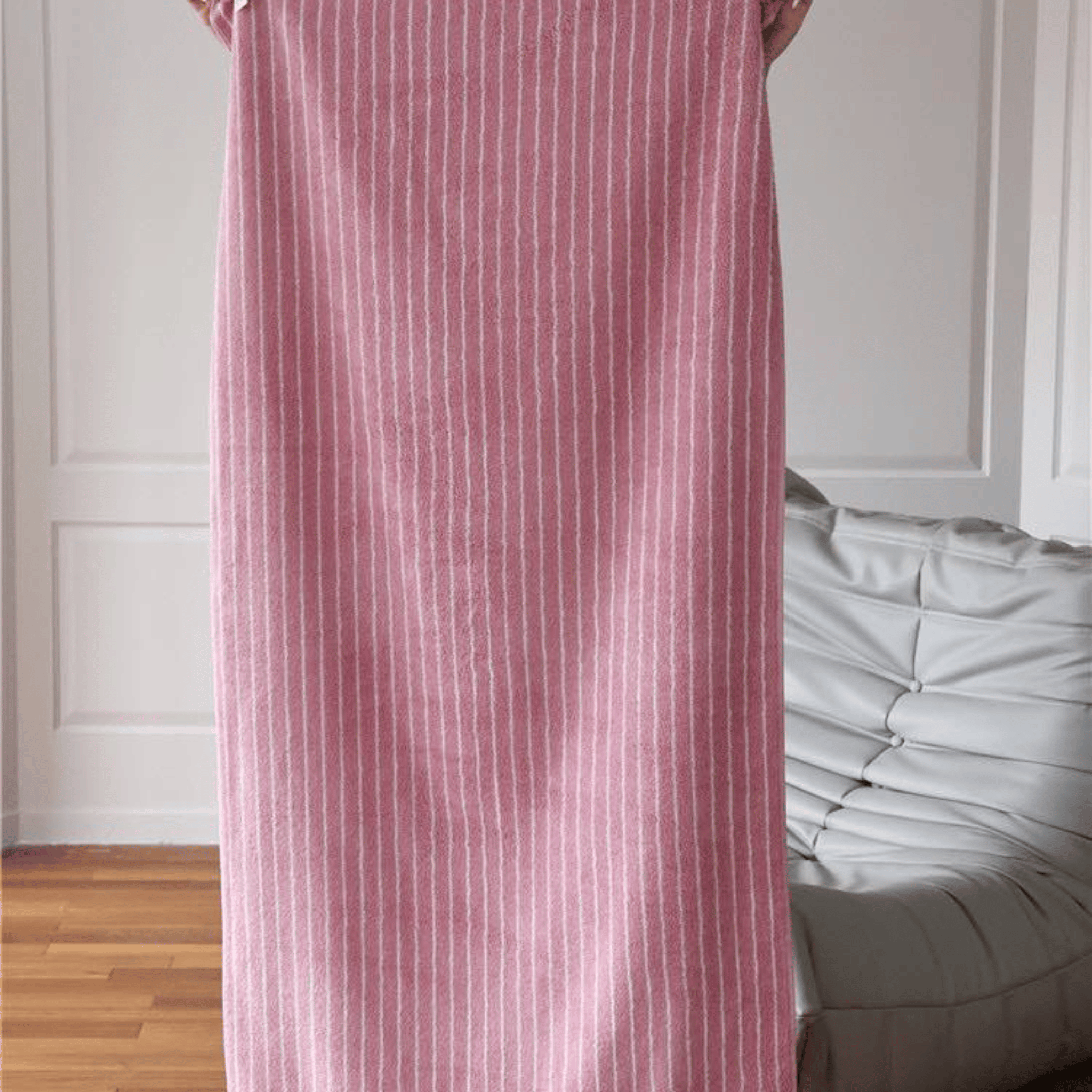 Rosvik Striped Cotton Towels - Soft Rosé Face Bath, Retro Towel Collection