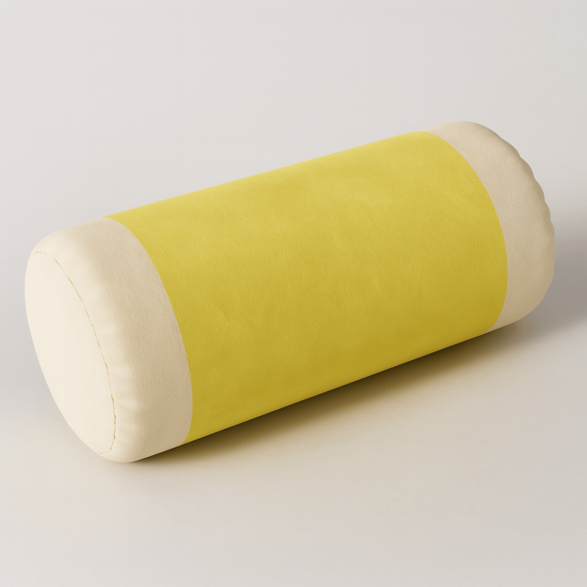 Rulla Velvet Neck Roll Pillow for Bed or Sofa, Yellow, Throw Pillows, Bolster with Support