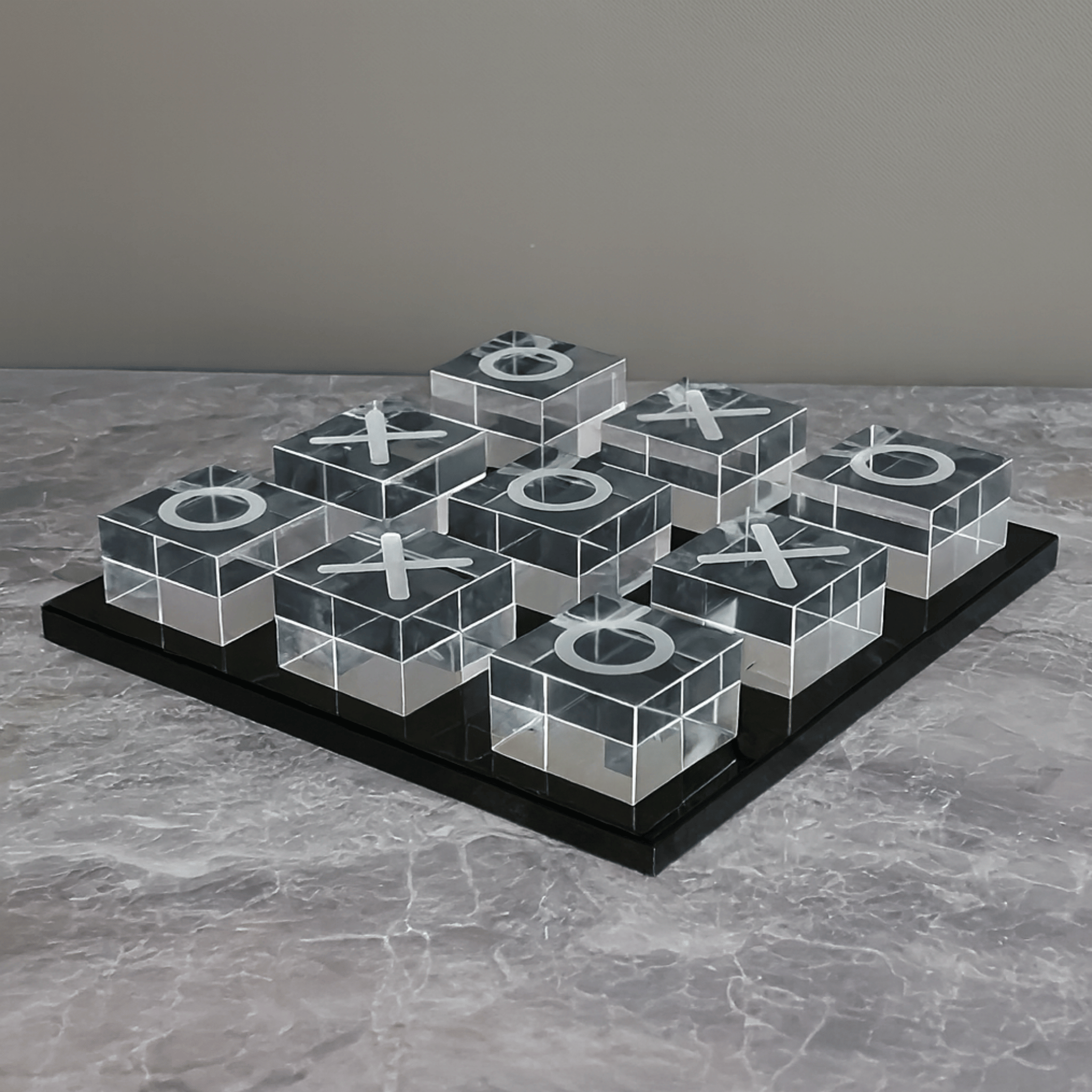 Modern Crystal Glass Chess Board – Black and Clear, Games, Ruta Decorative