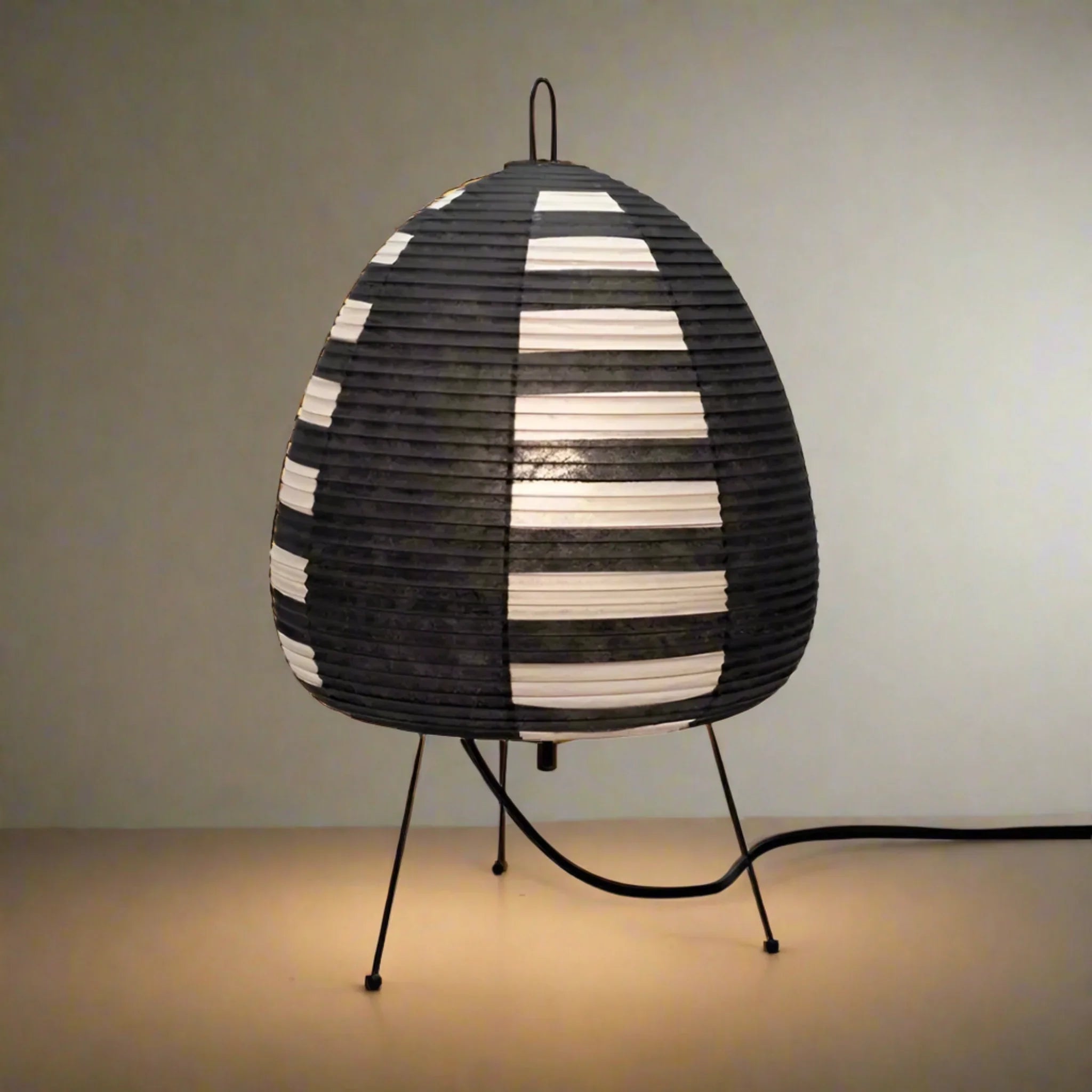 Shiro Rice Paper Lamp Minimalist Ambient LED Decor, Black & White, Table Lamps, Nordic