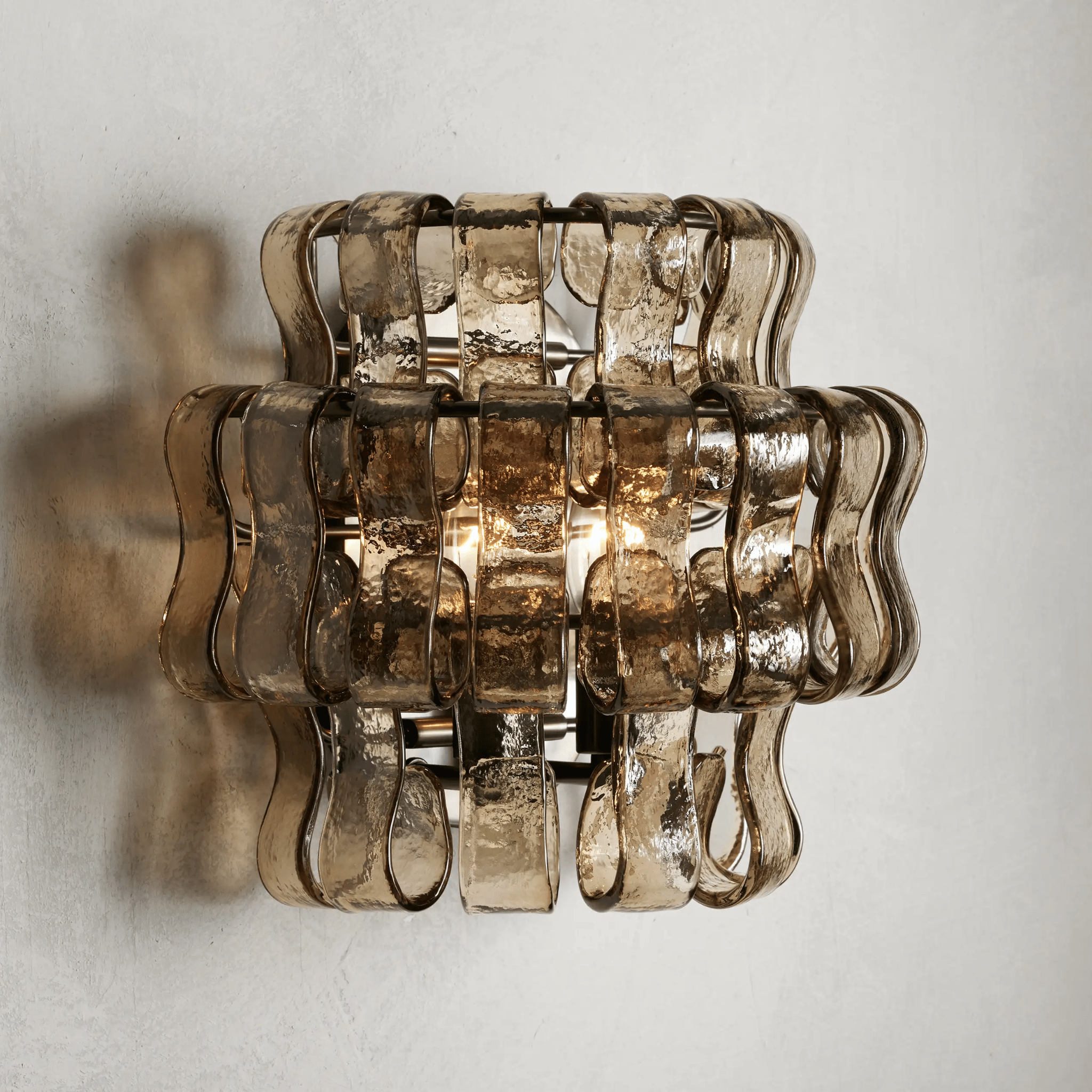 Silvra Gray Glass Wall Sconce in 4 Hardware Finishes, Silver hardware / Warm light, Light Fixtures, Murano-Style
