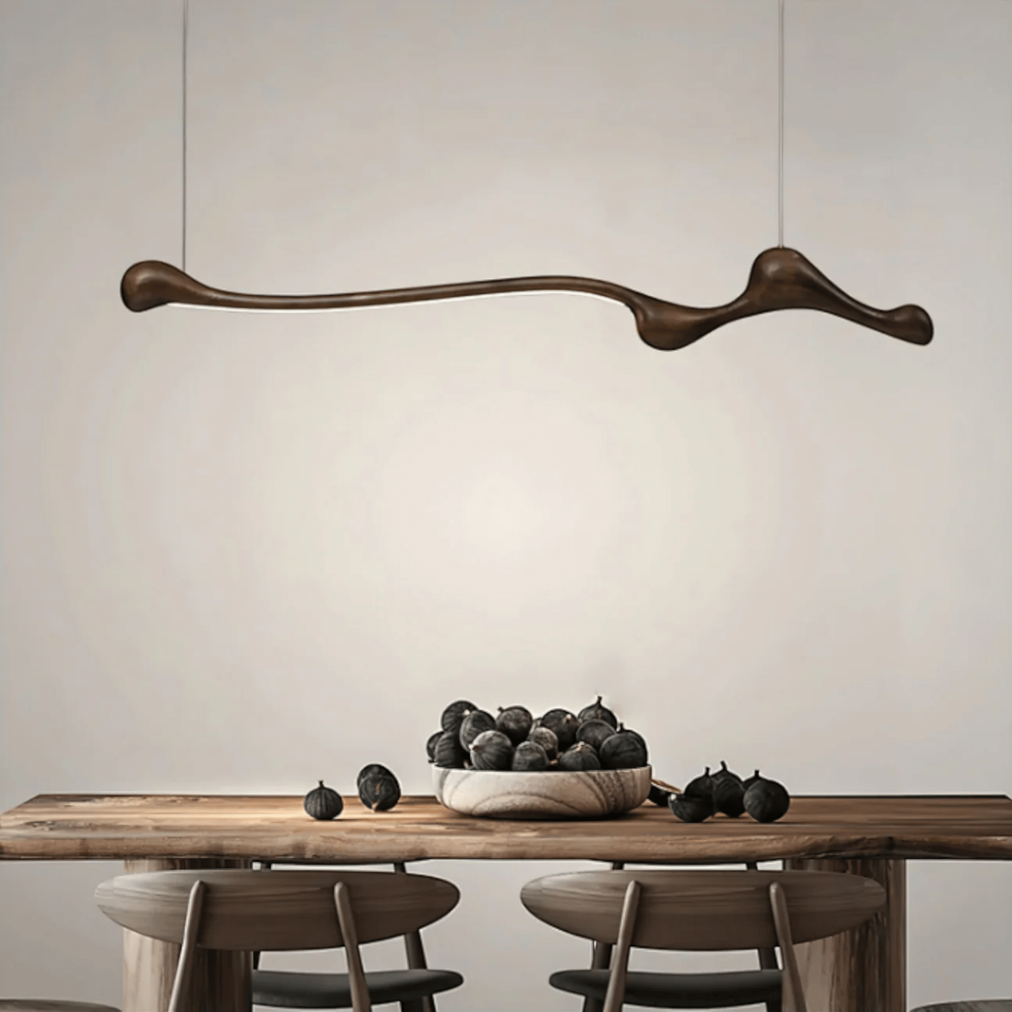 Skoglyn Ash Wood Dimmable Linear Pendant Light, Dark, Ceiling Fixtures