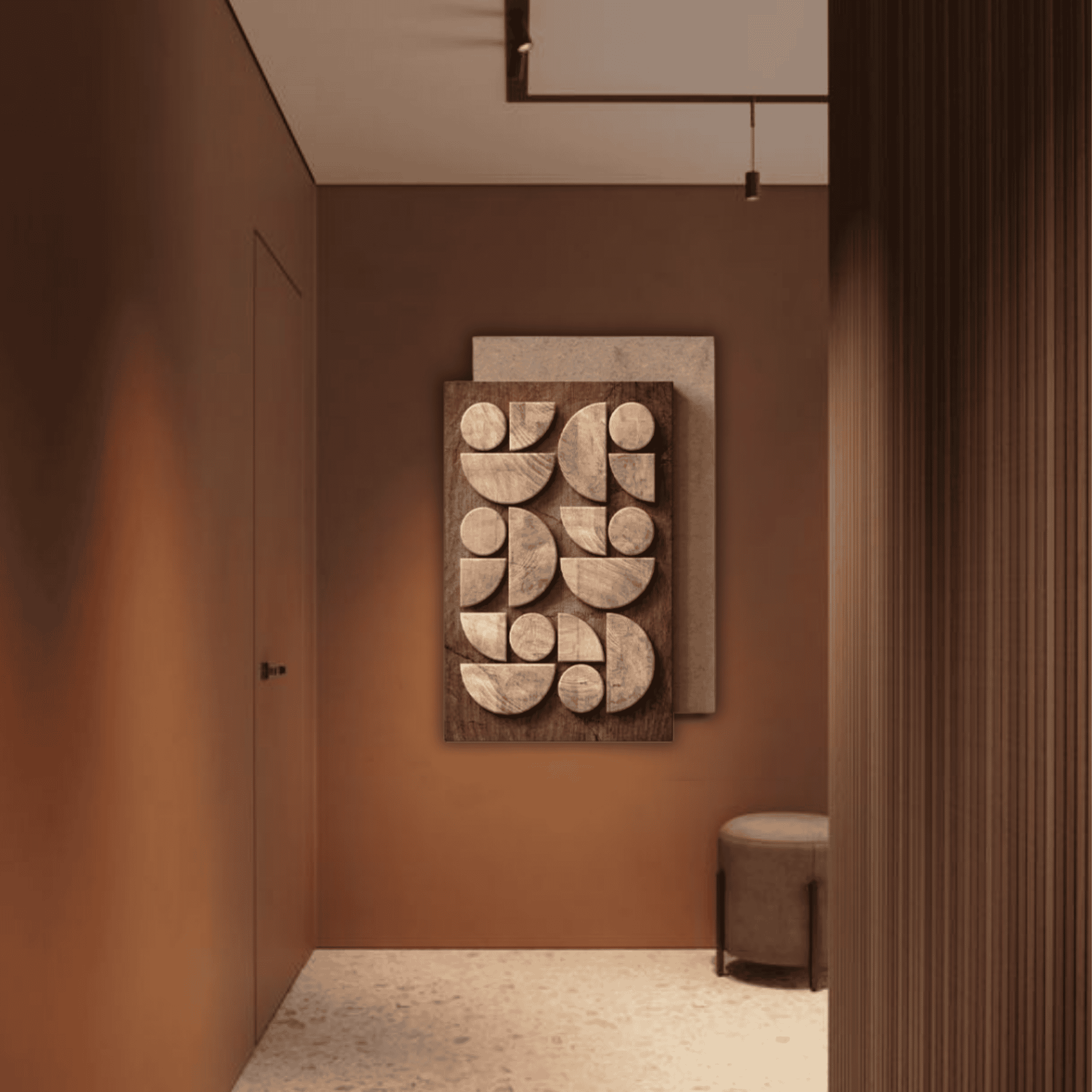 Decorative Wooden Mural LED Wall Lamp Nordic Style, Large, Light Fixtures, Skogmal Ambient