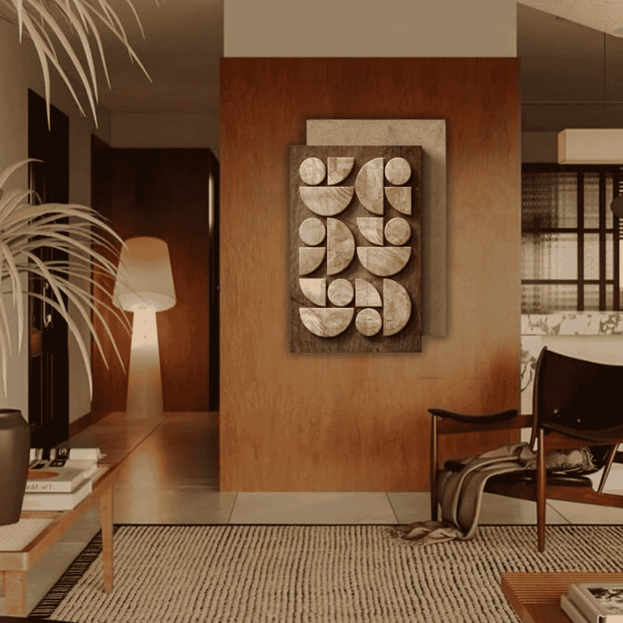 Decorative Wooden Mural LED Wall Lamp Nordic Style, Light Fixtures, Skogmal Ambient