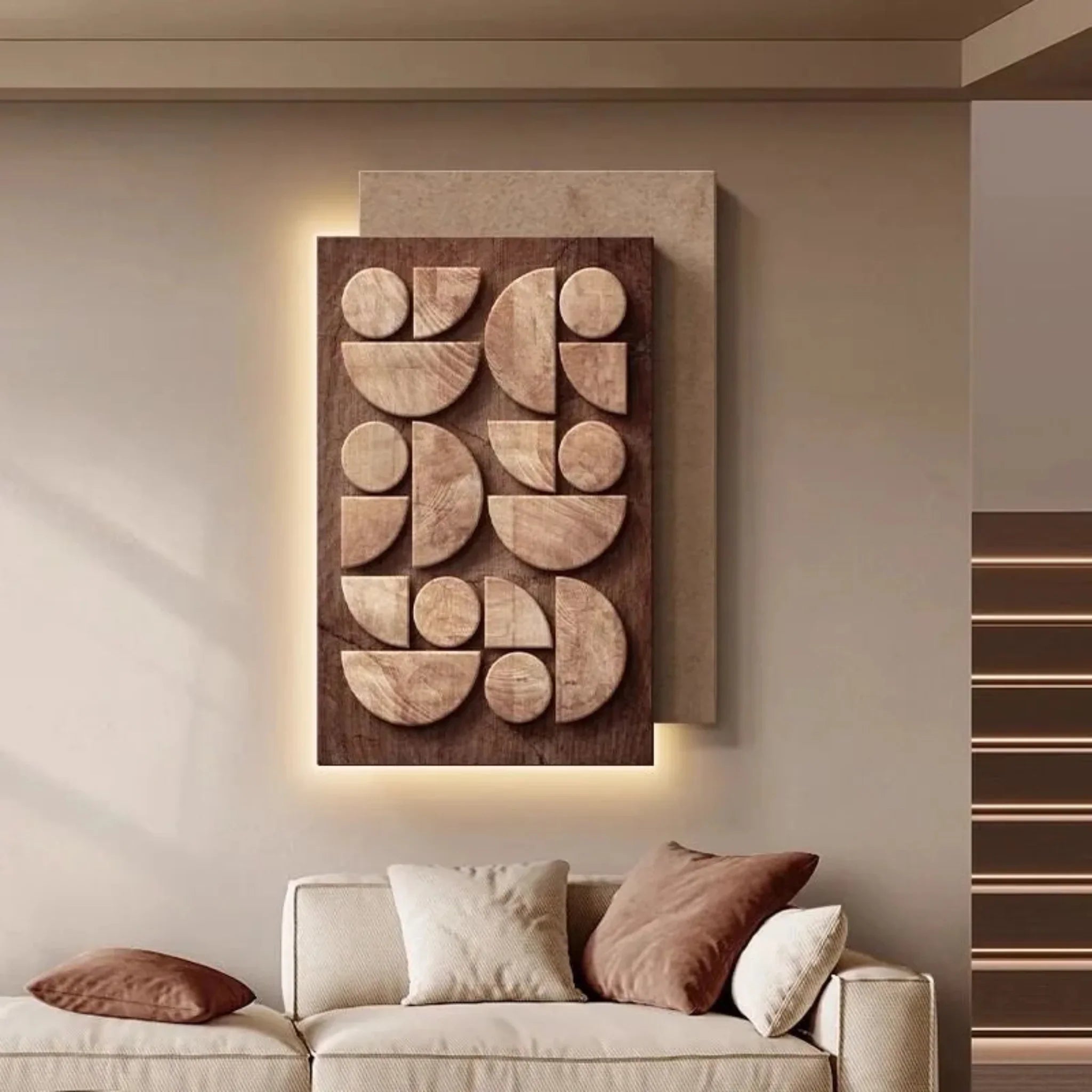 Decorative Wooden Mural LED Wall Lamp Nordic Style, Small, Light Fixtures, Skogmal Ambient