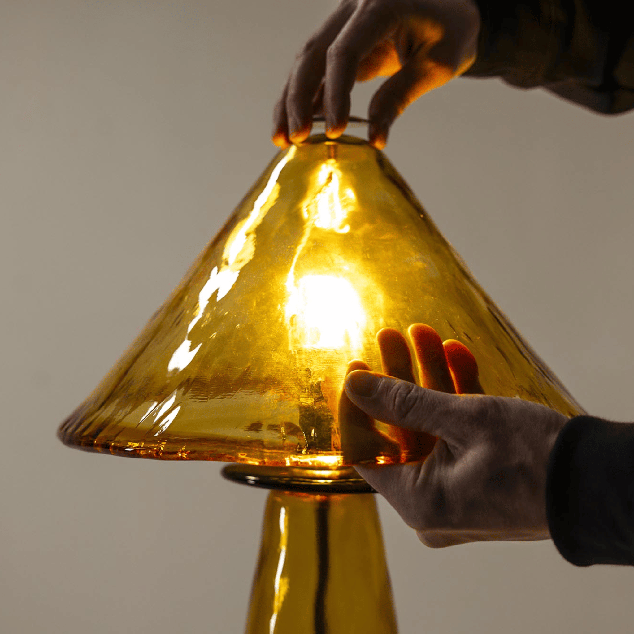 Solglod Retro Amber Glass Table Lamp for Interiors, Lamps, Home