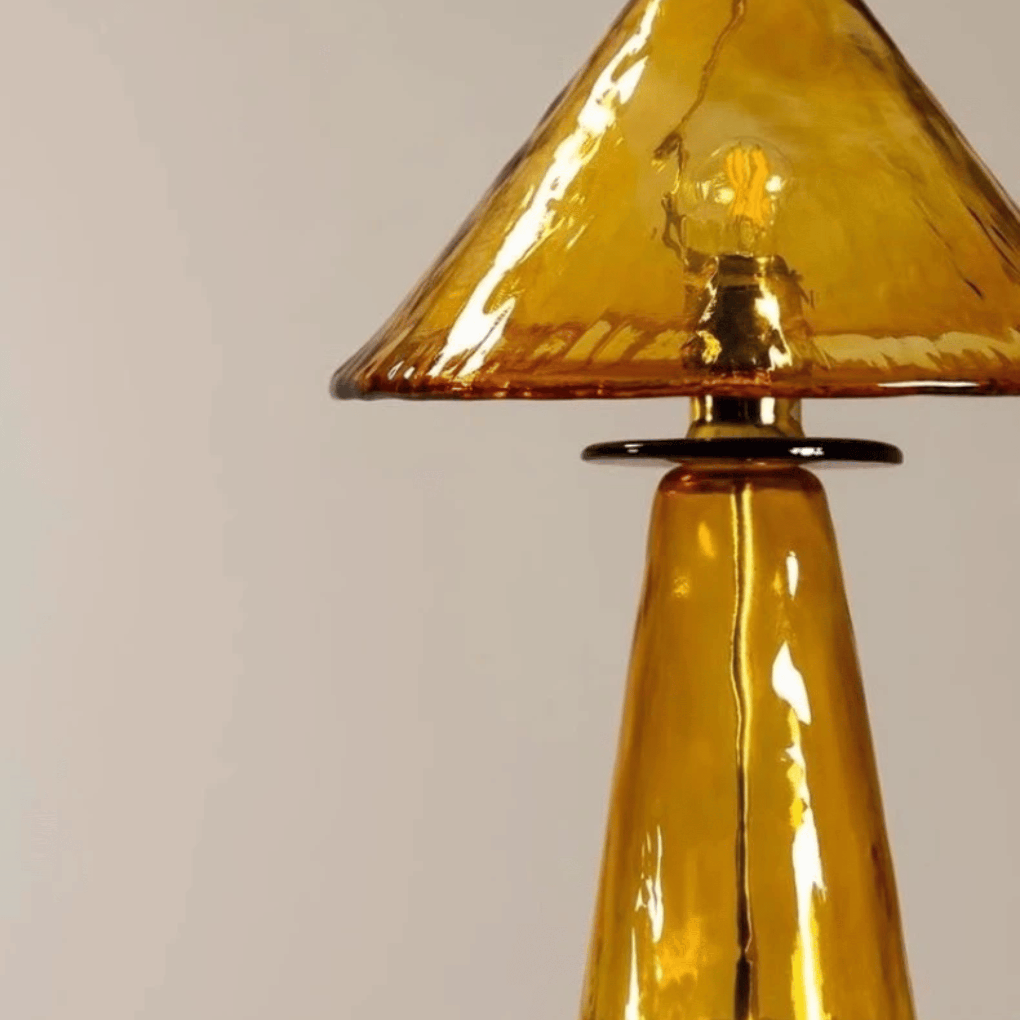 Solglod Retro Amber Glass Table Lamp for Interiors, Lamps, Home