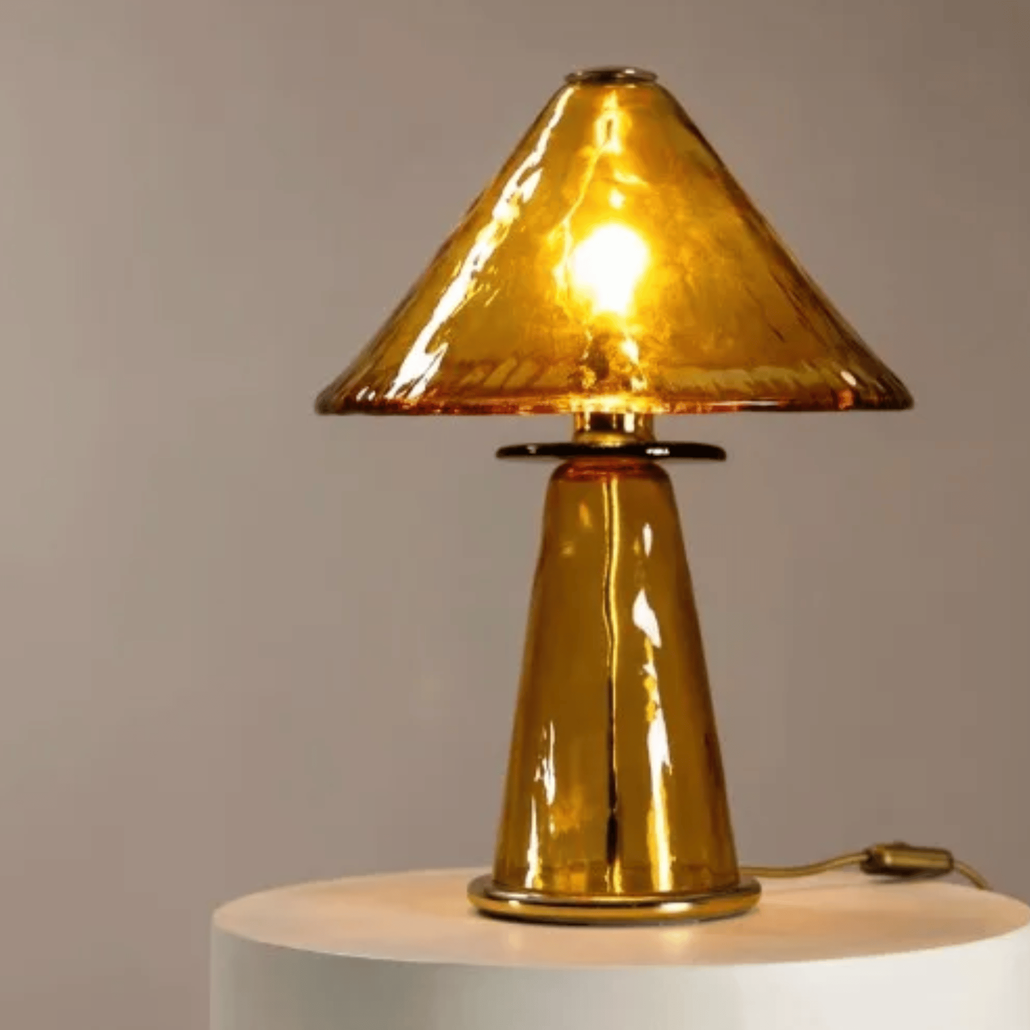 Solglod Retro Amber Glass Table Lamp for Interiors, Lamps, Home