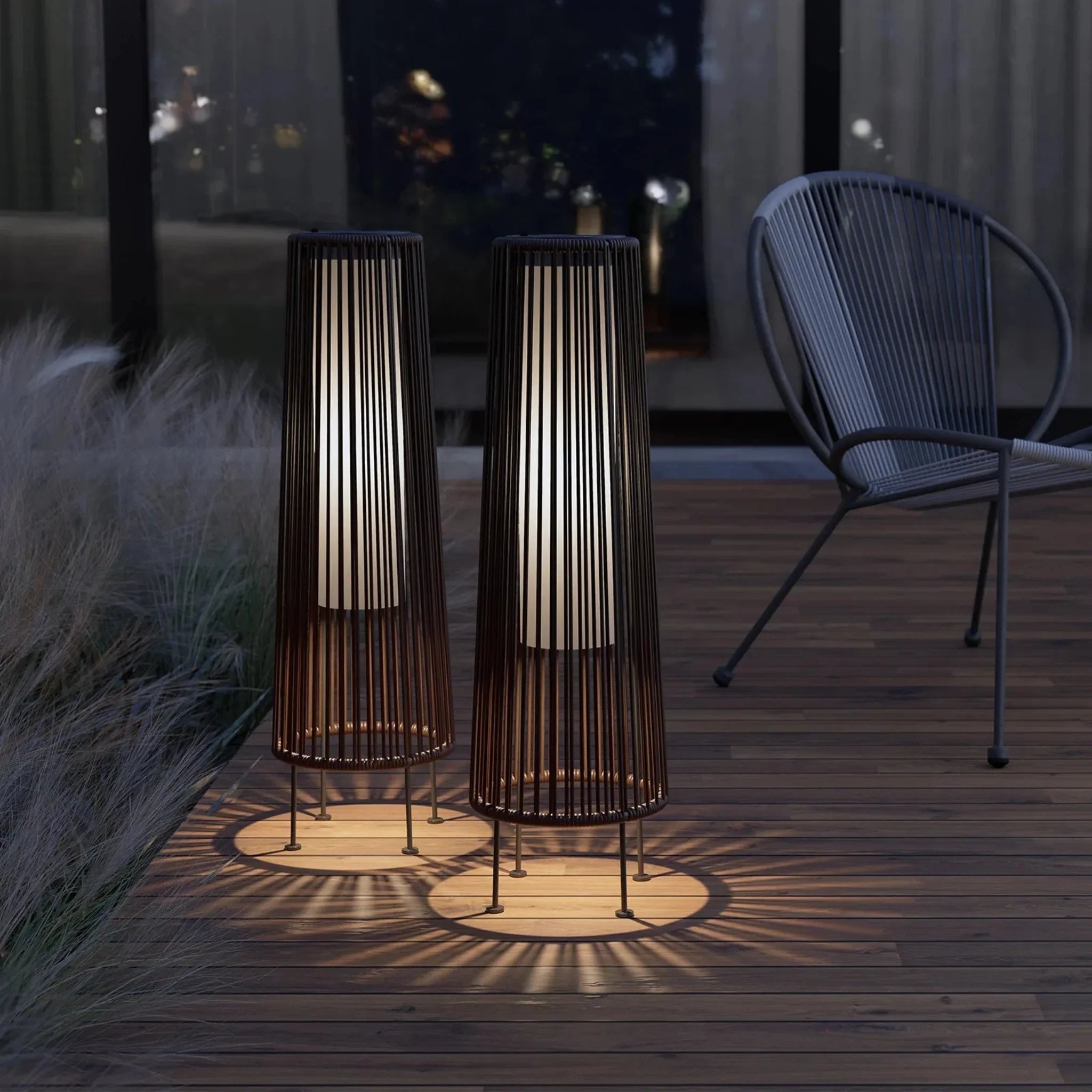 Solar Wicker Garden Light Set by Skonne — of 2, Landscape Pathway Lighting, Solkorg Outdoor