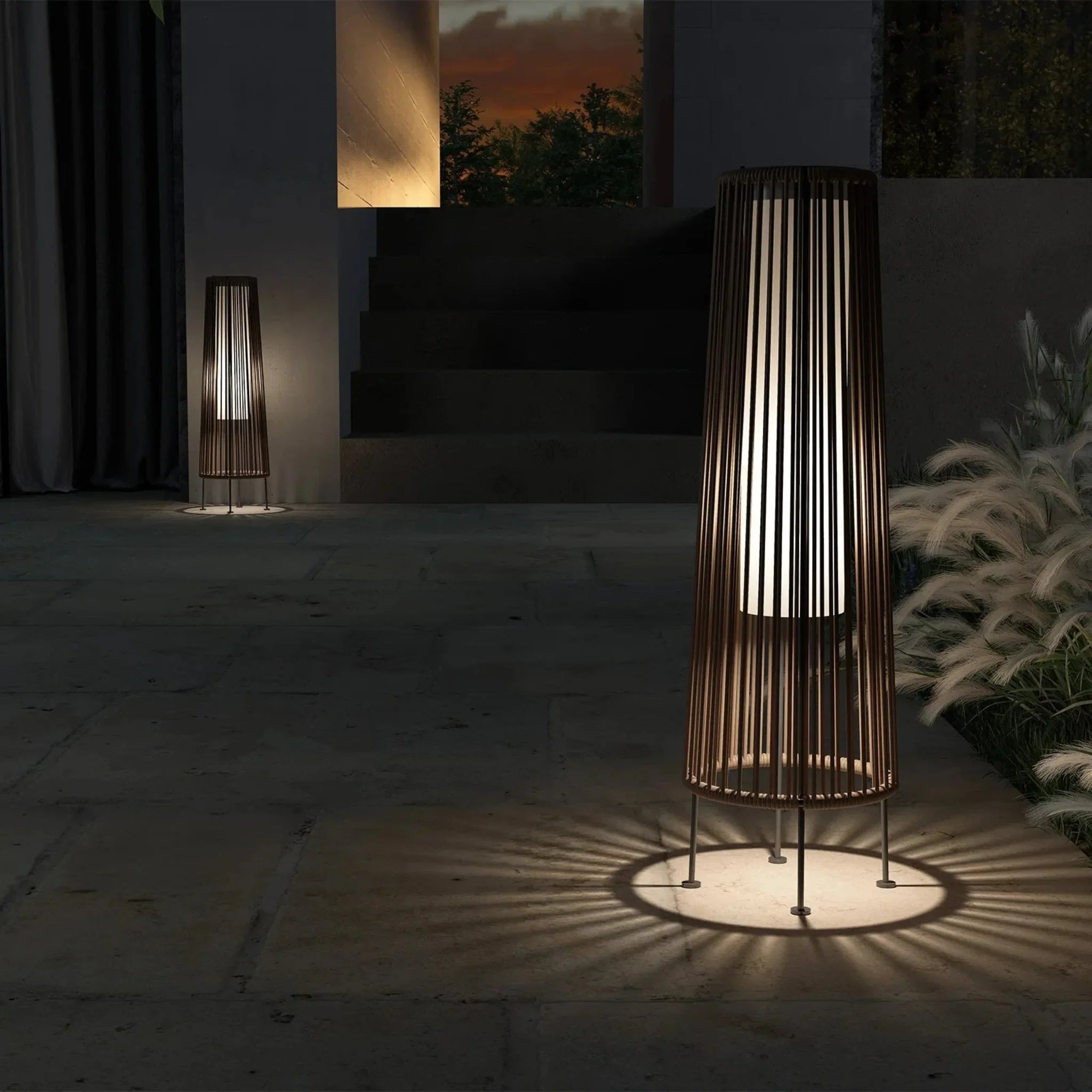 Solar Wicker Garden Light Set by Skonne — of 2, Landscape Pathway Lighting, Solkorg Outdoor