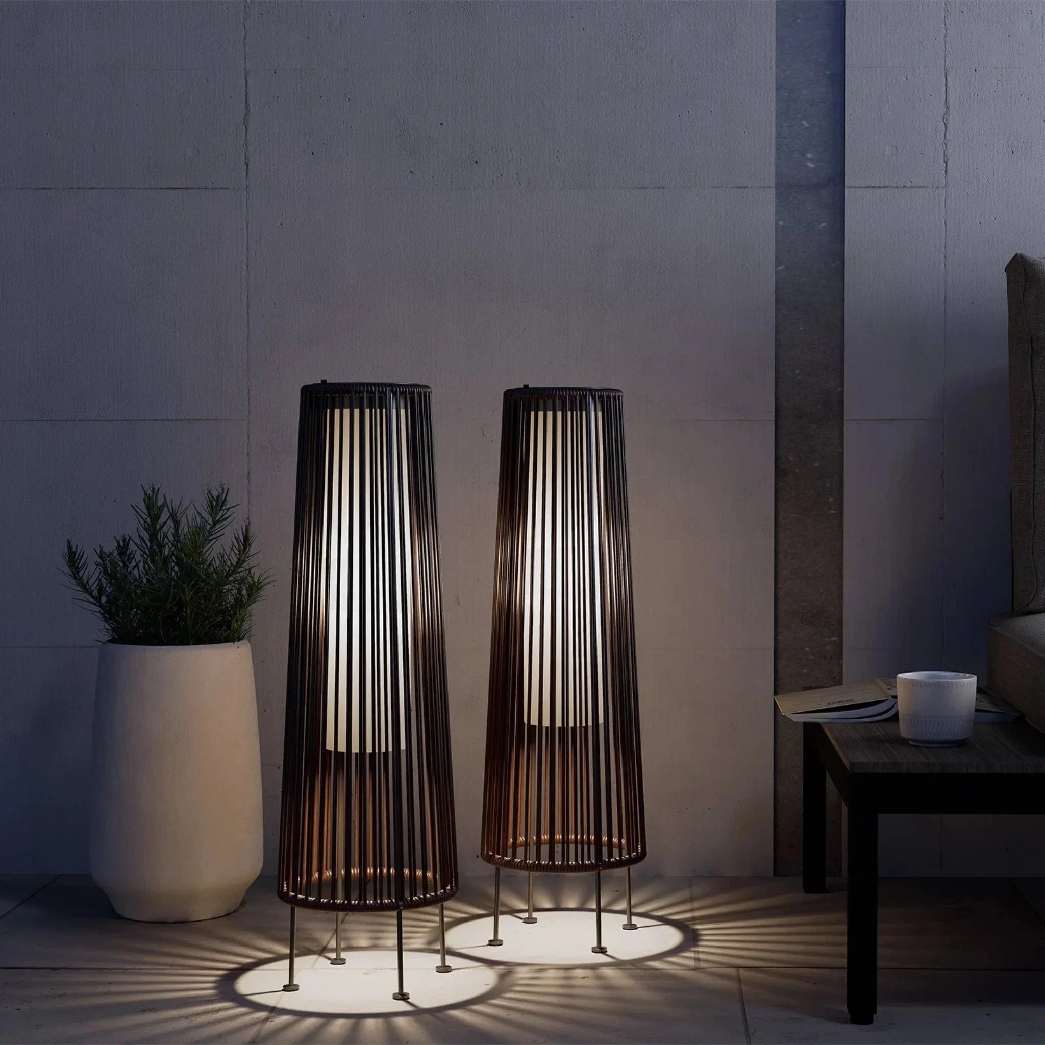 Solar Wicker Garden Light Set by Skonne — of 2, Landscape Pathway Lighting, Solkorg Outdoor