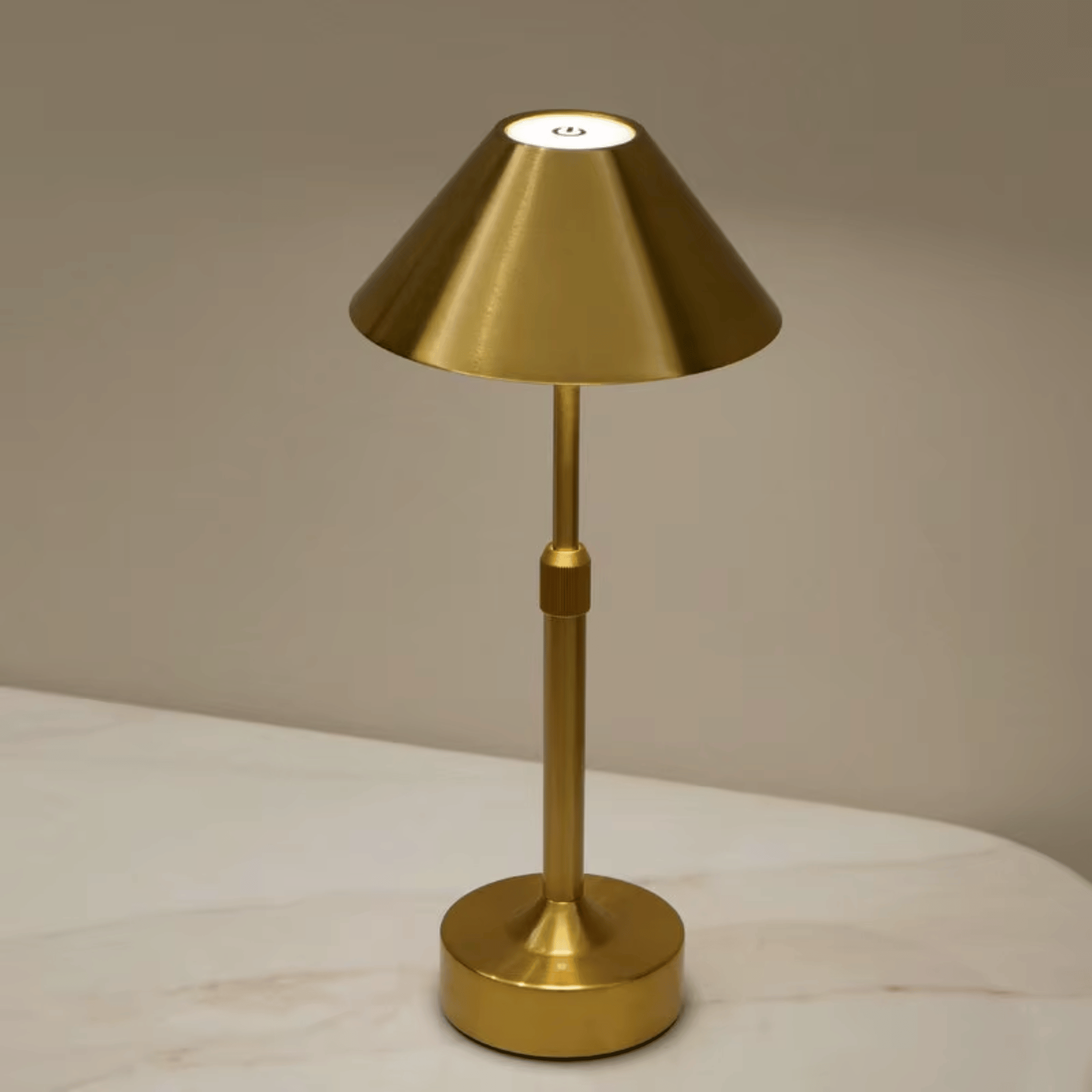 Solra Rechargeable Cordless Touch-Dimming LED Lamp, Gold, Table Lamps, Telescopic Dimmable