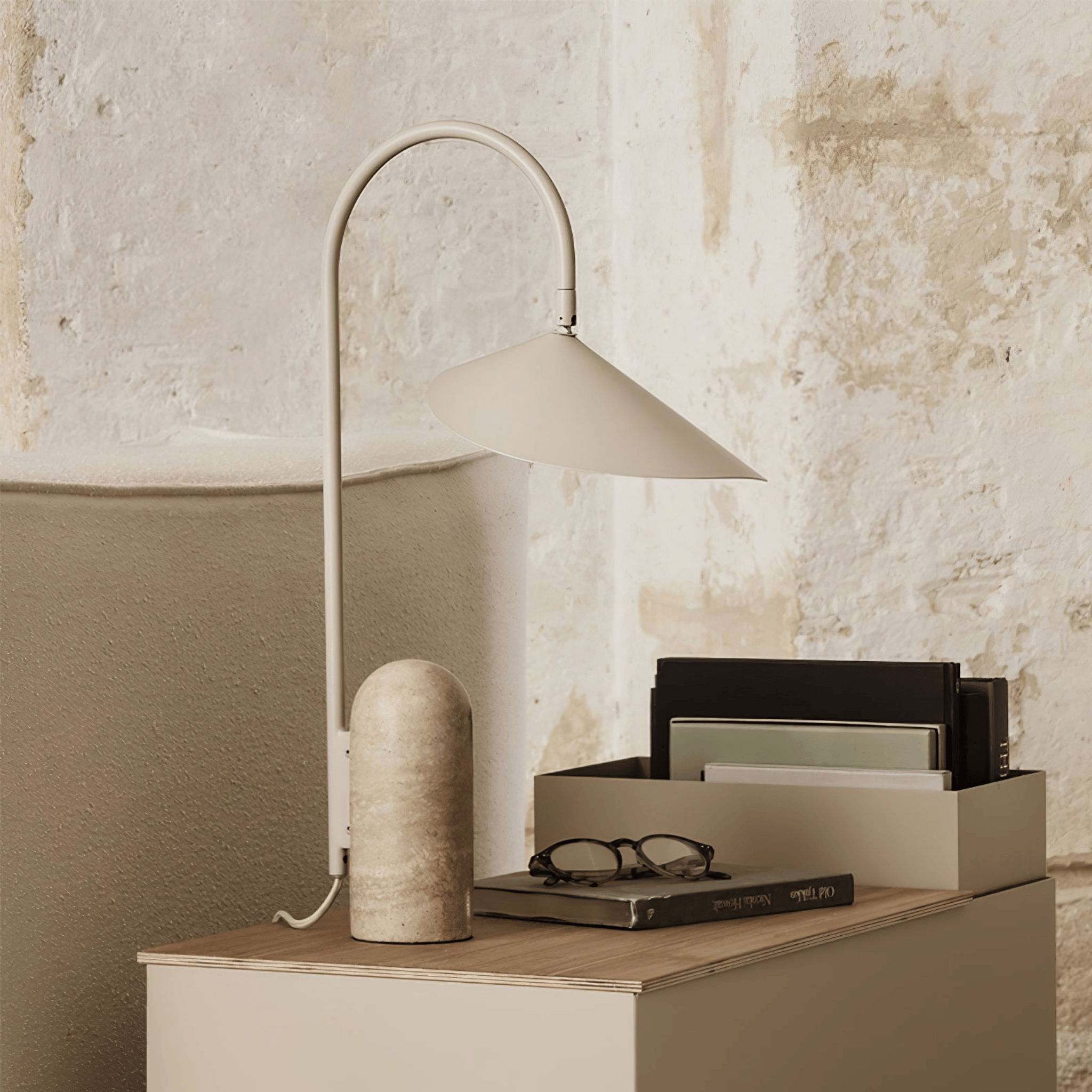 Nordic Marble Arc Table Lamp Minimalist Design, Beige, Lamps, Solvei Danish