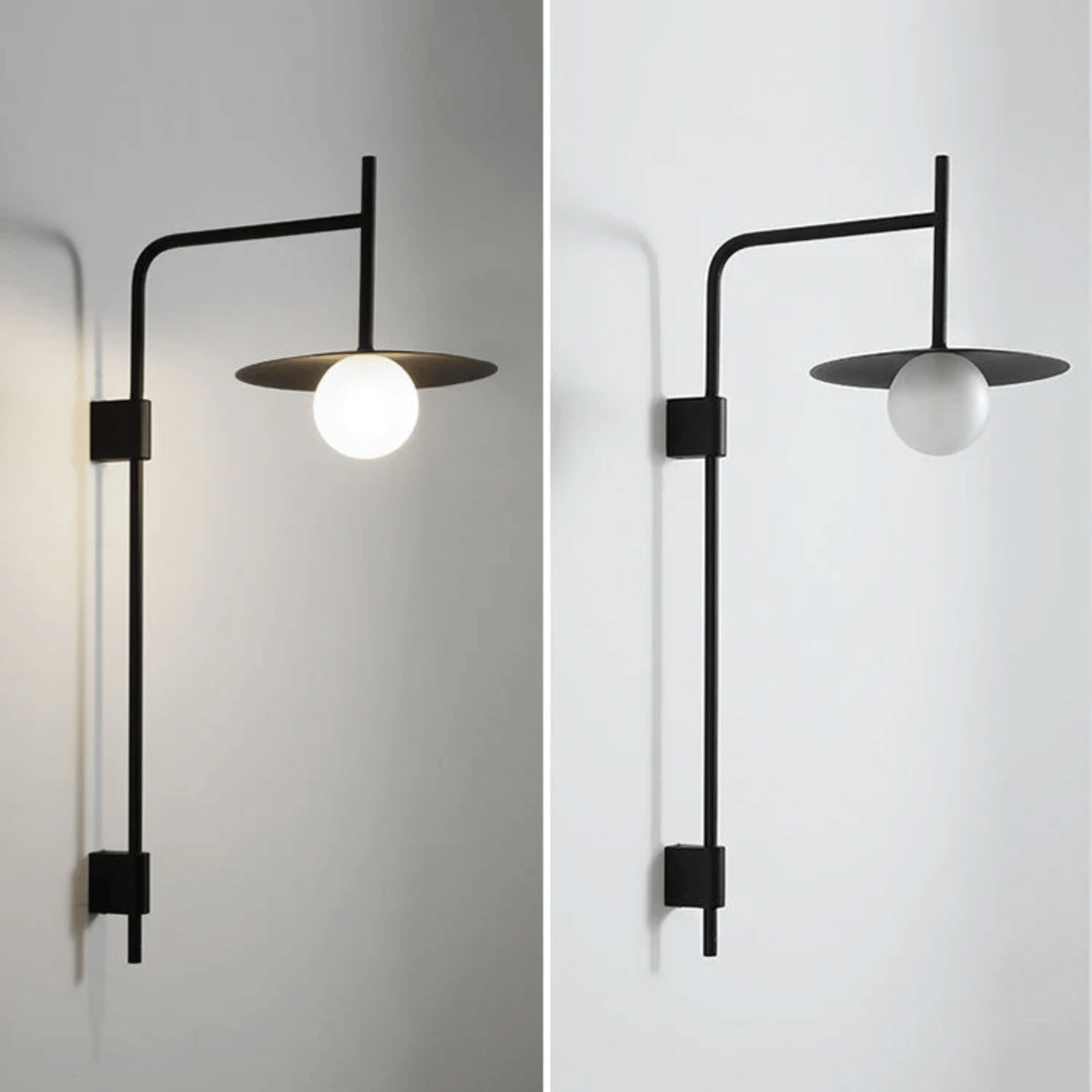 Nordic Dimmable LED Wall Sconce with Touch Dimmer, Black, Light Fixtures, Solvik Frosted Glass