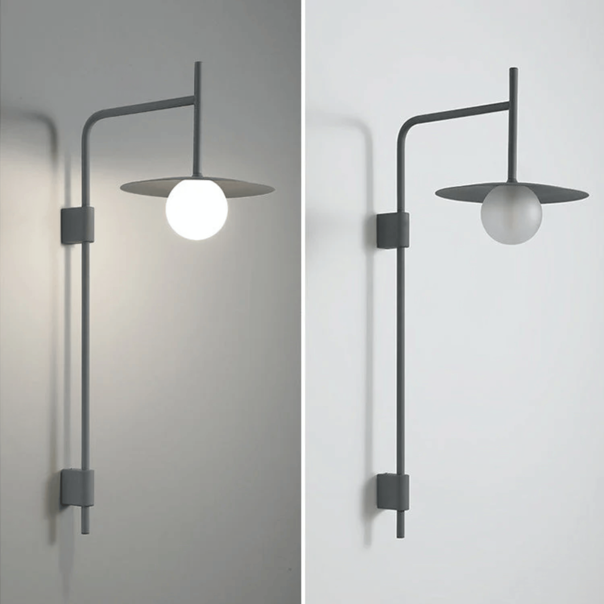 Nordic Dimmable LED Wall Sconce with Touch Dimmer, Gray, Light Fixtures, Solvik Frosted Glass