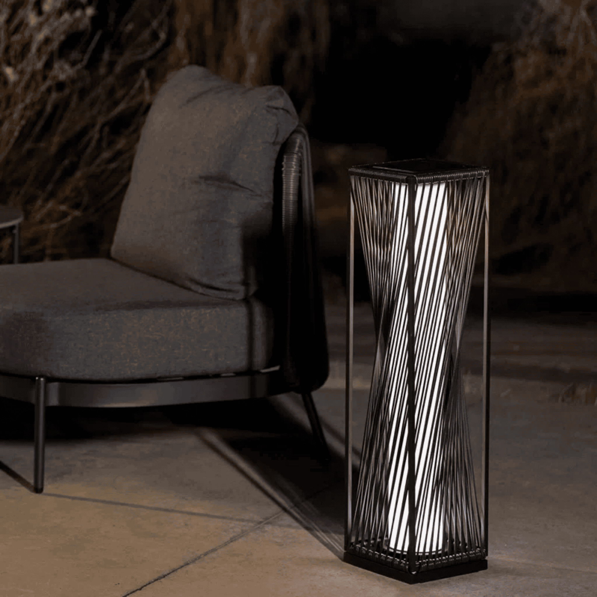 Outdoor Solar Floor Lamp Wicker Brown Weatherproof, Landscape Pathway Lighting, Solvik Dark