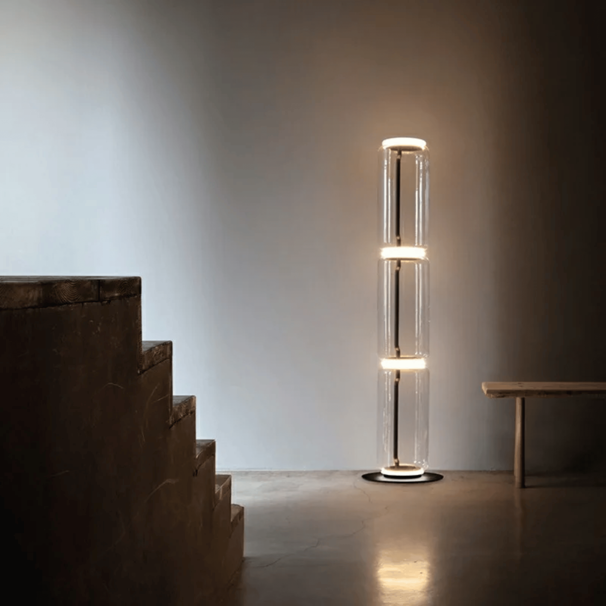 Hand-Blown Glass Column Floor Lamp - Skonne Design, Large, Lamps, Stava Stacked