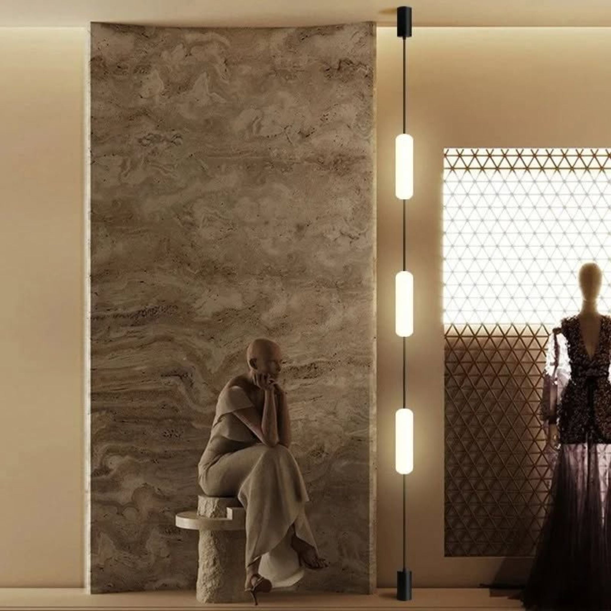 Stavlyn LED Floor-to-Ceiling Lamp Minimalist Nordic, 3 Heads / Warm Light, Floor Lamps, Linear to Ceiling