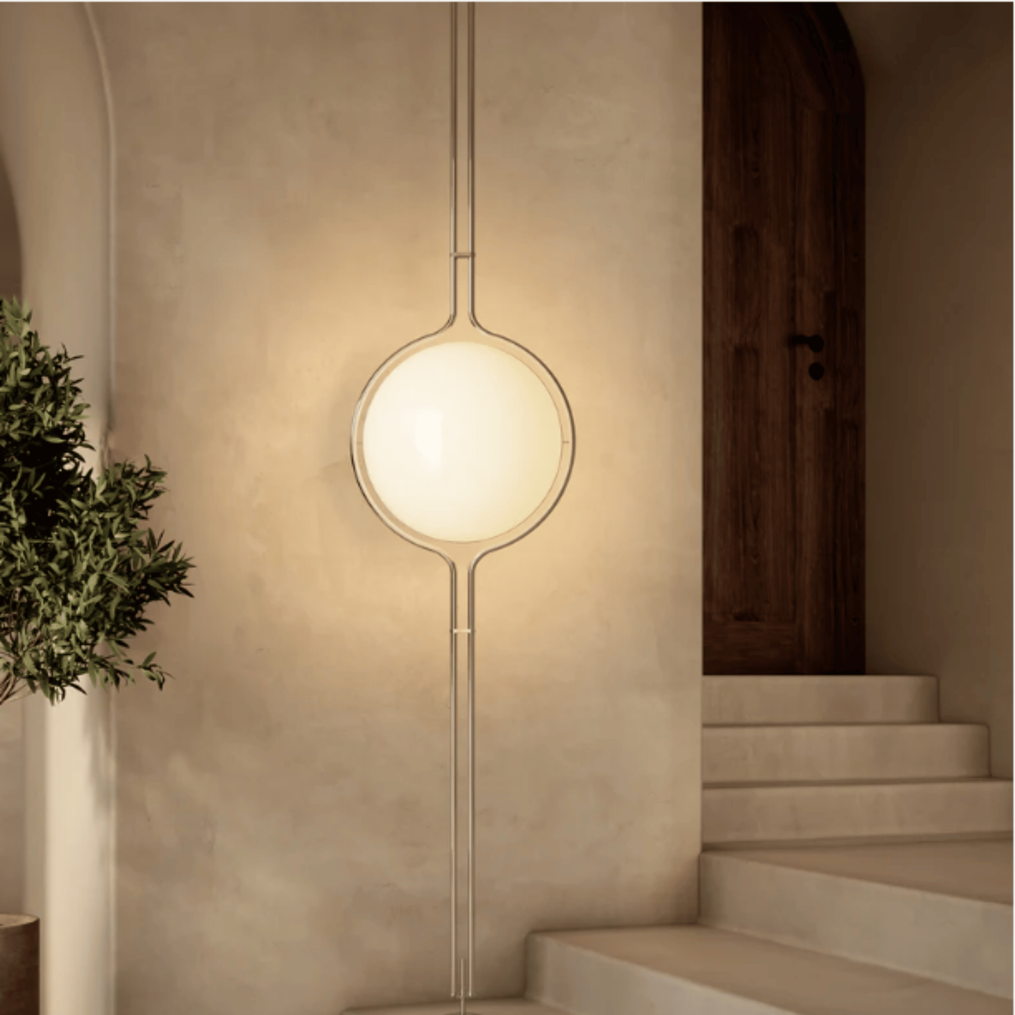 Adjustable Chrome Globe Floor to Ceiling Lamp, Lamps, Stavlys Bauhaus