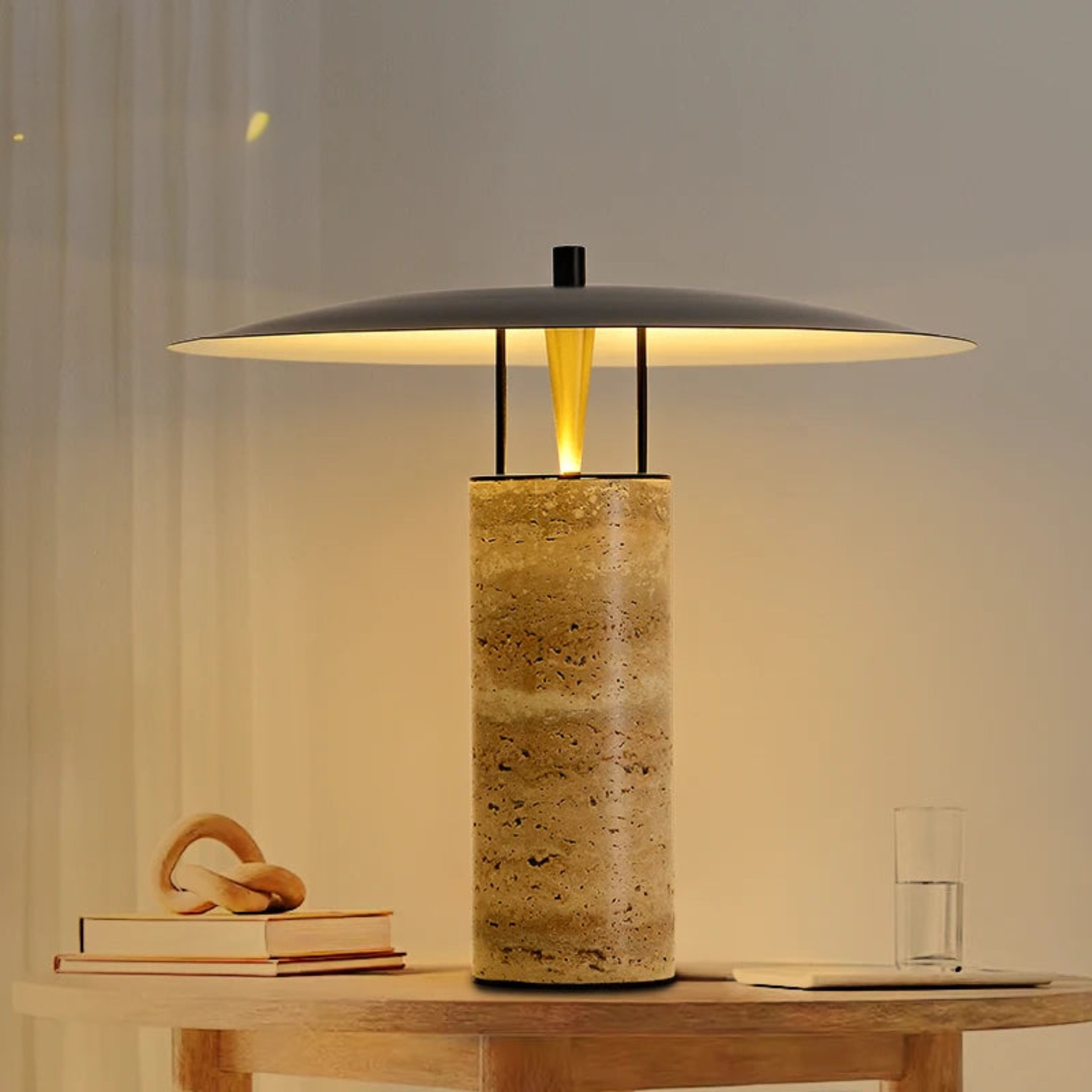 Travertine Wabi-Sabi Table Lamp Nordic Stone Design, Lamps, Steina