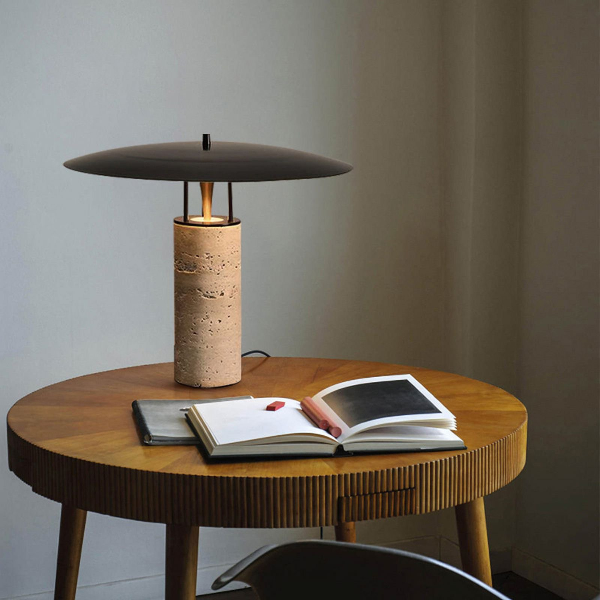 Travertine Wabi-Sabi Table Lamp Nordic Stone Design, Lamps, Steina