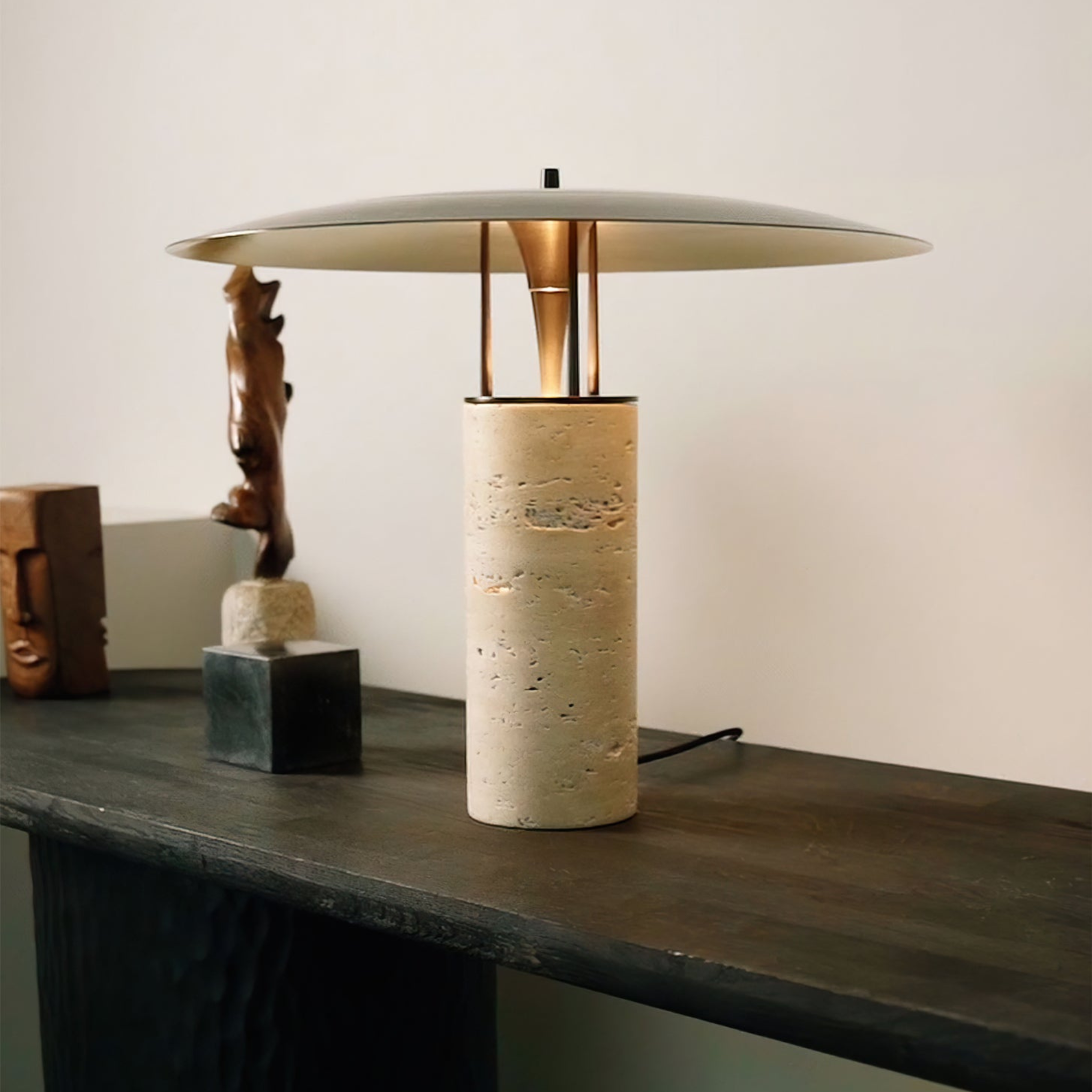 Travertine Wabi-Sabi Table Lamp Nordic Stone Design, Lamps, Steina