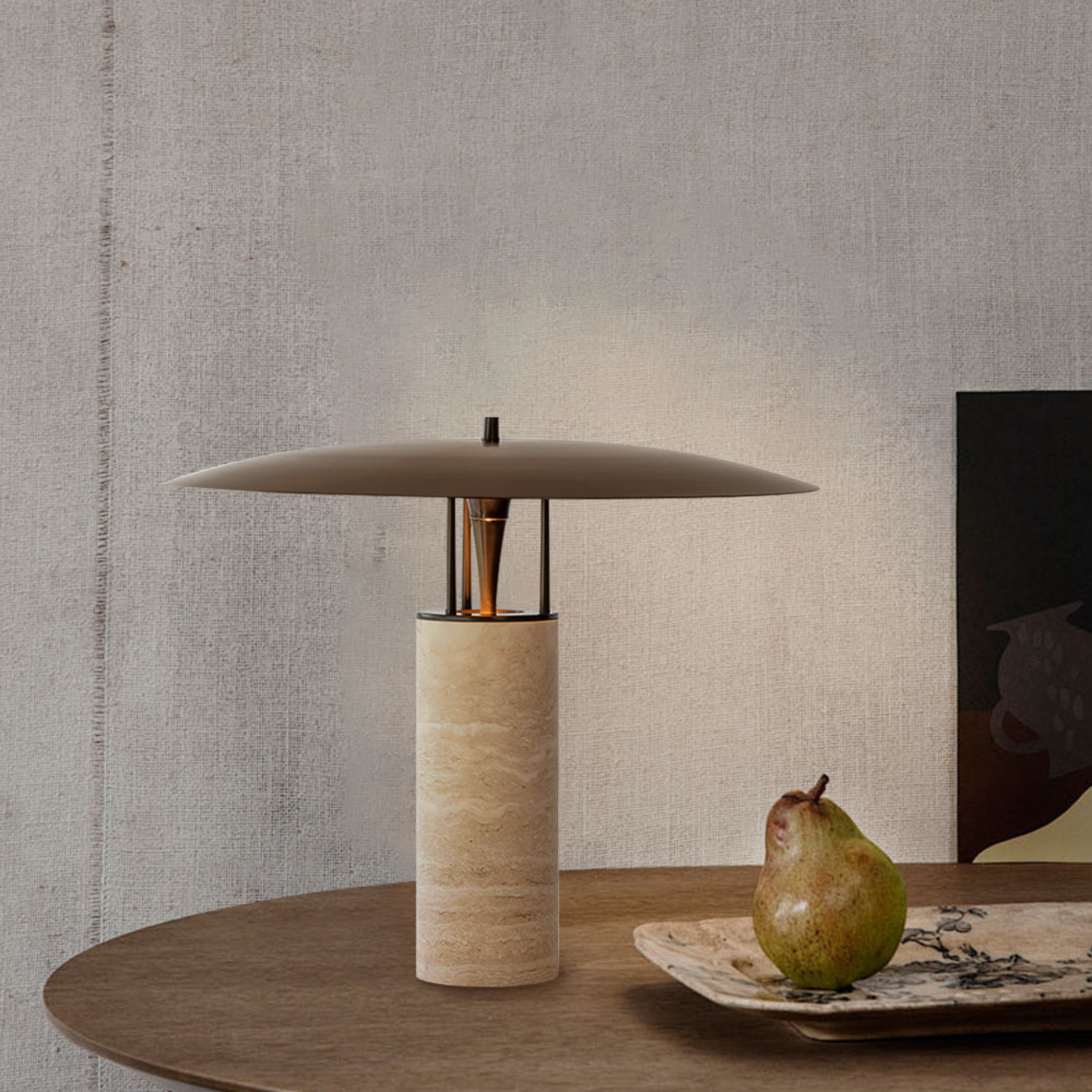 Travertine Wabi-Sabi Table Lamp Nordic Stone Design, Lamps, Steina
