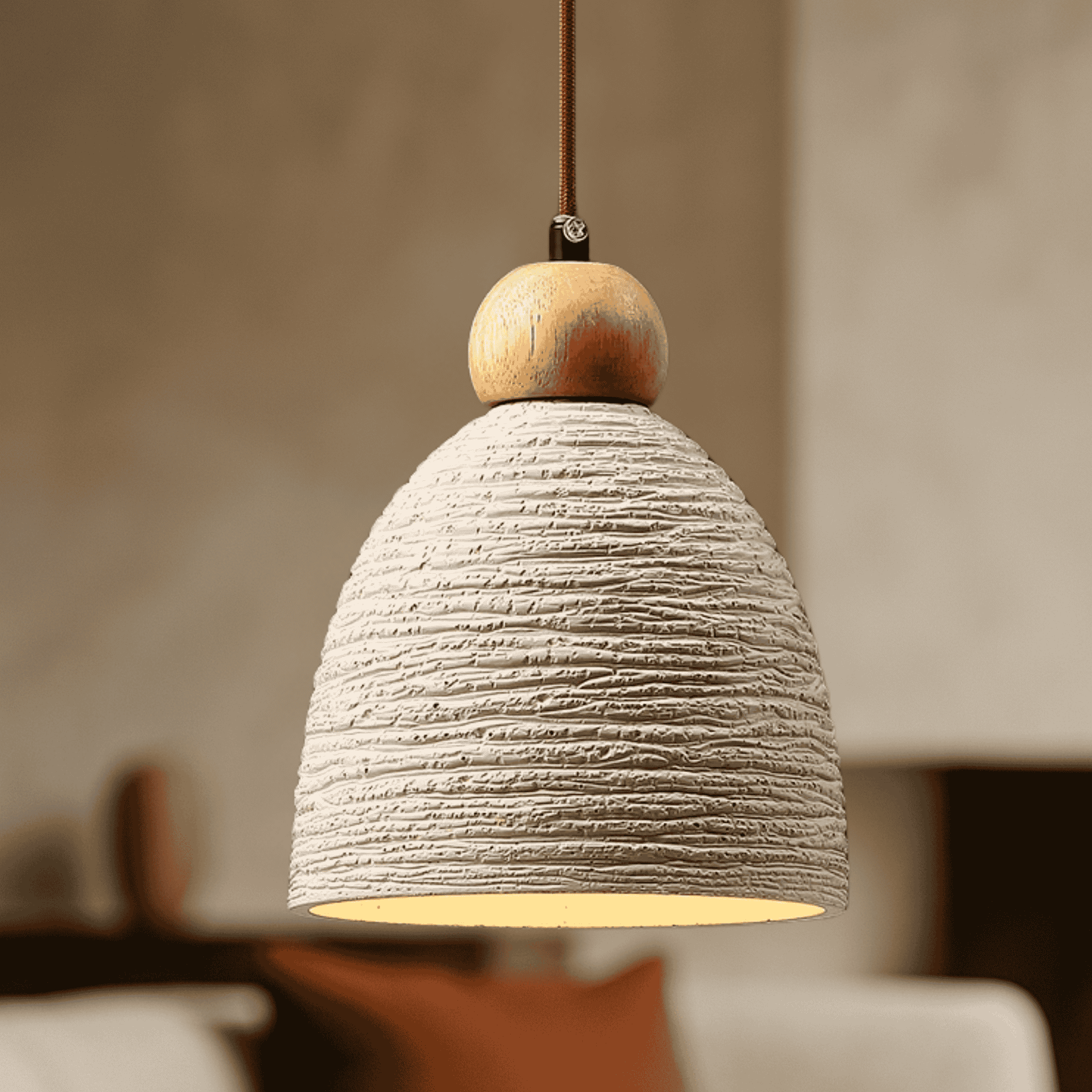 Microcement Ceiling Pendant Light — Nordic Design, Fixtures, Steina Raw Industrial