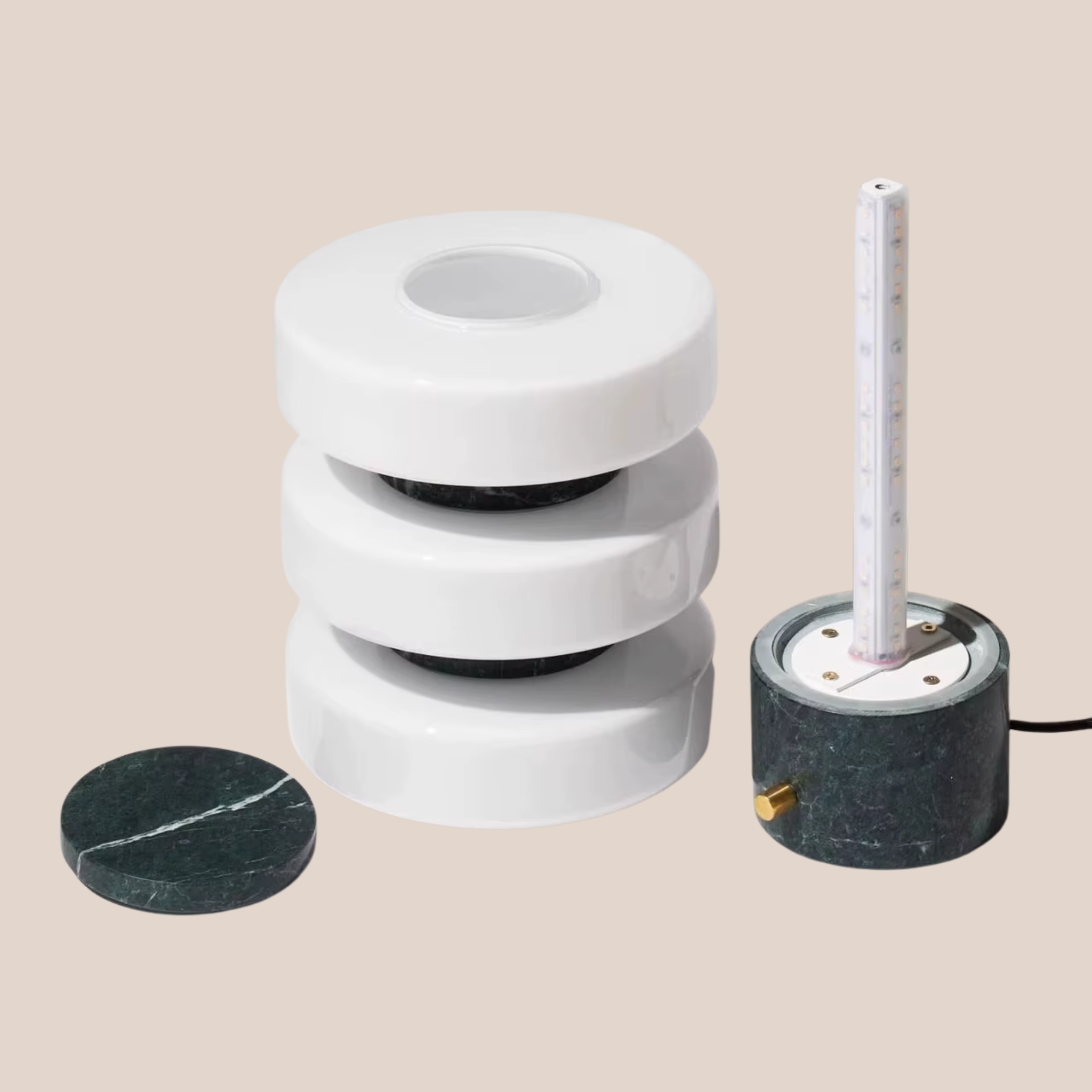 Stacked Green Marble Table Lamp for Modern Interiors, Lamps, Steina Nordic