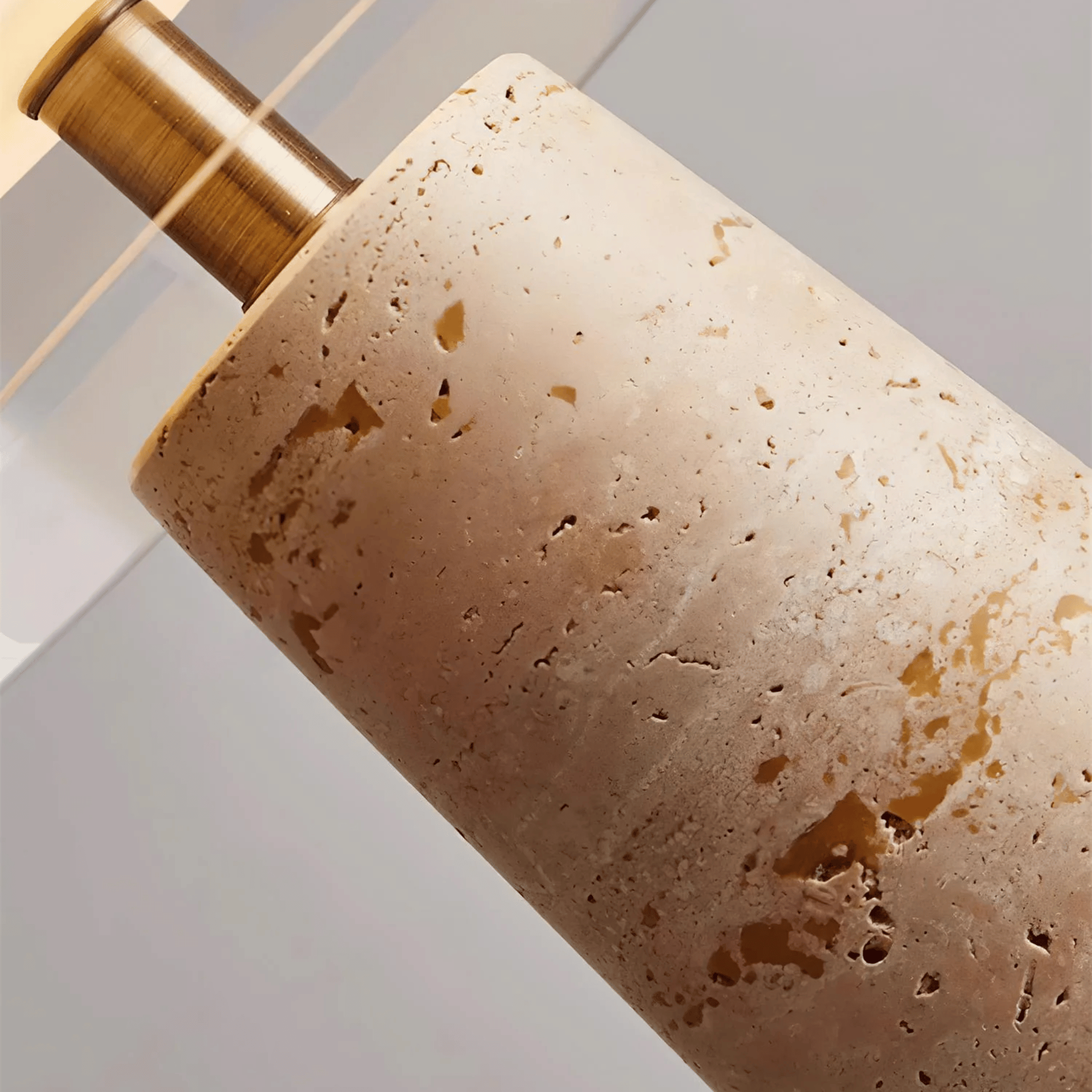 Natural Travertine Stone Table Lamp with 3-Color LED, Lamps, Steina