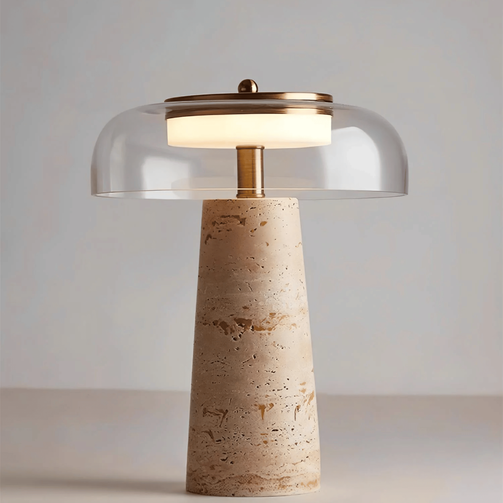 Natural Travertine Stone Table Lamp with 3-Color LED, Lamps, Steina