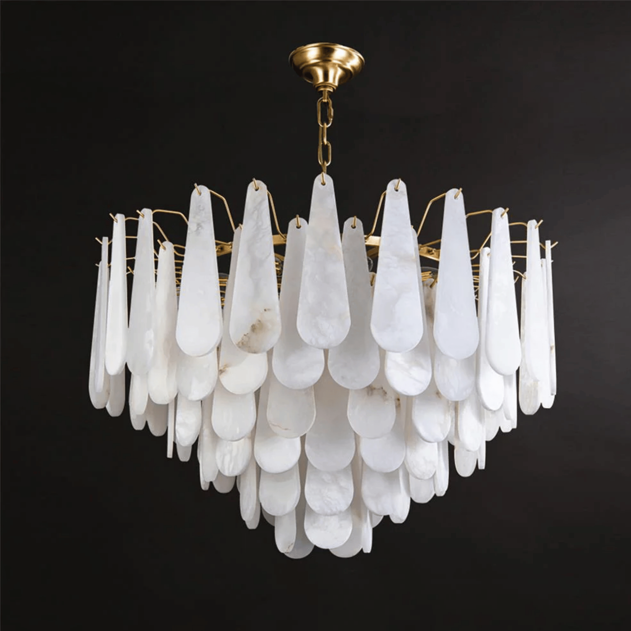 Marble Tiered Cascade Chandelier for High Ceilings, Ceiling Light Fixtures, Steinfall Alabaster
