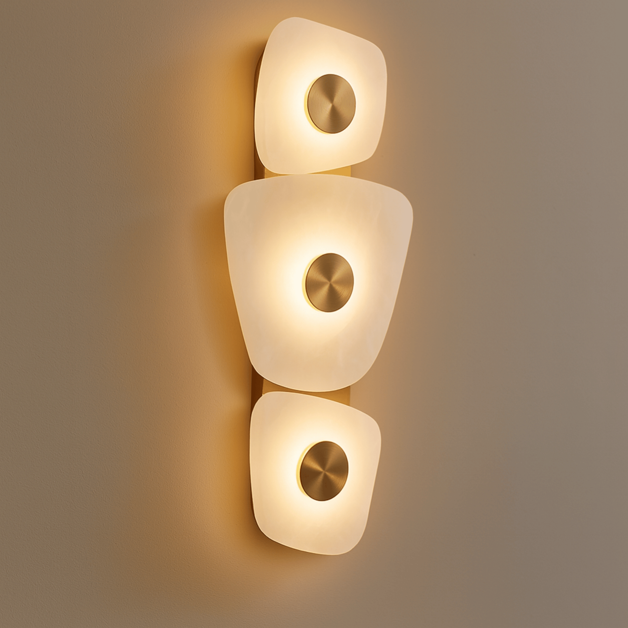 Marble Brass Trio Wall Sconce with Dimmable LED, Light Fixtures, Steinglo