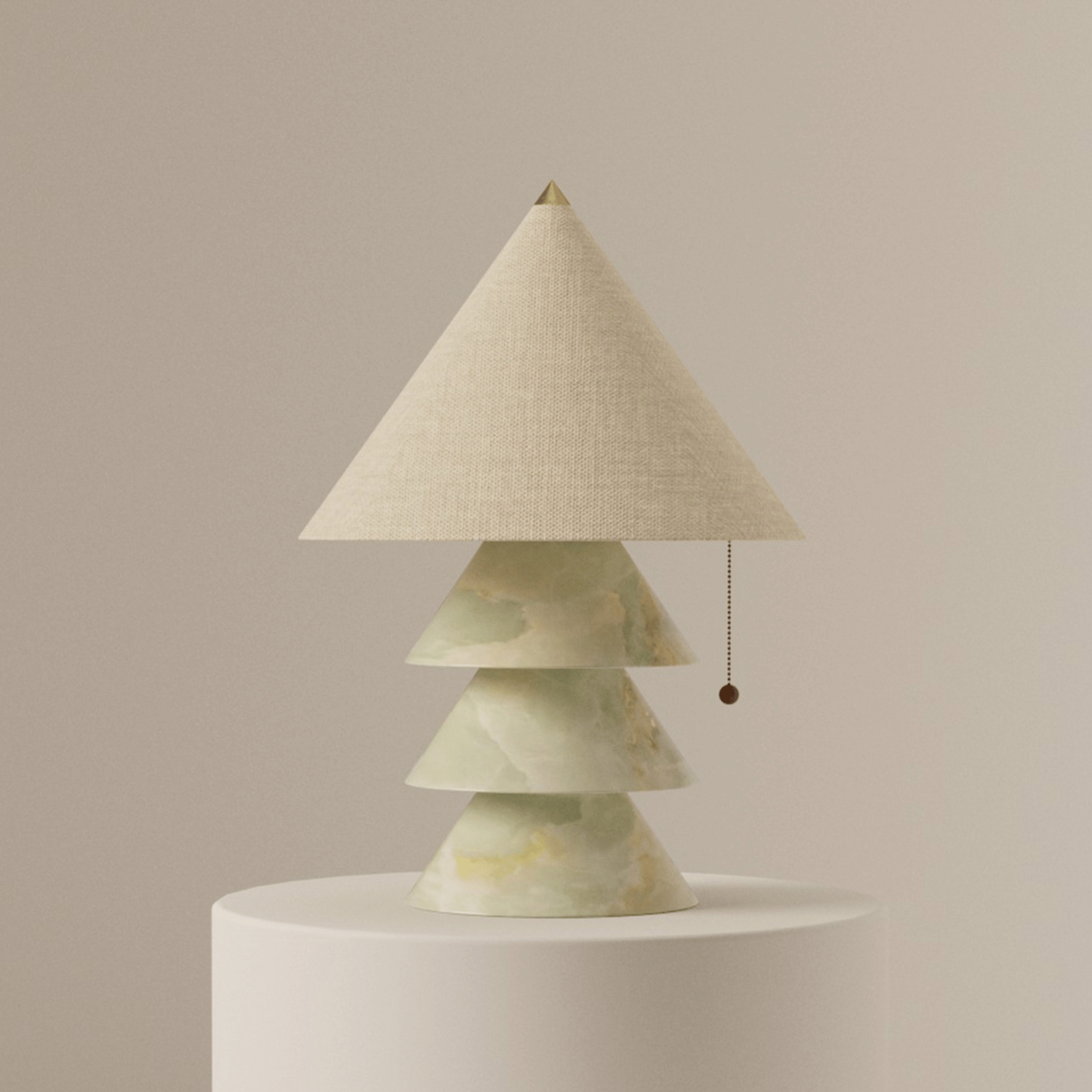 Marble Jade Table Lamp Sculptural Nordic Design, Green, Lamps, Steinglo