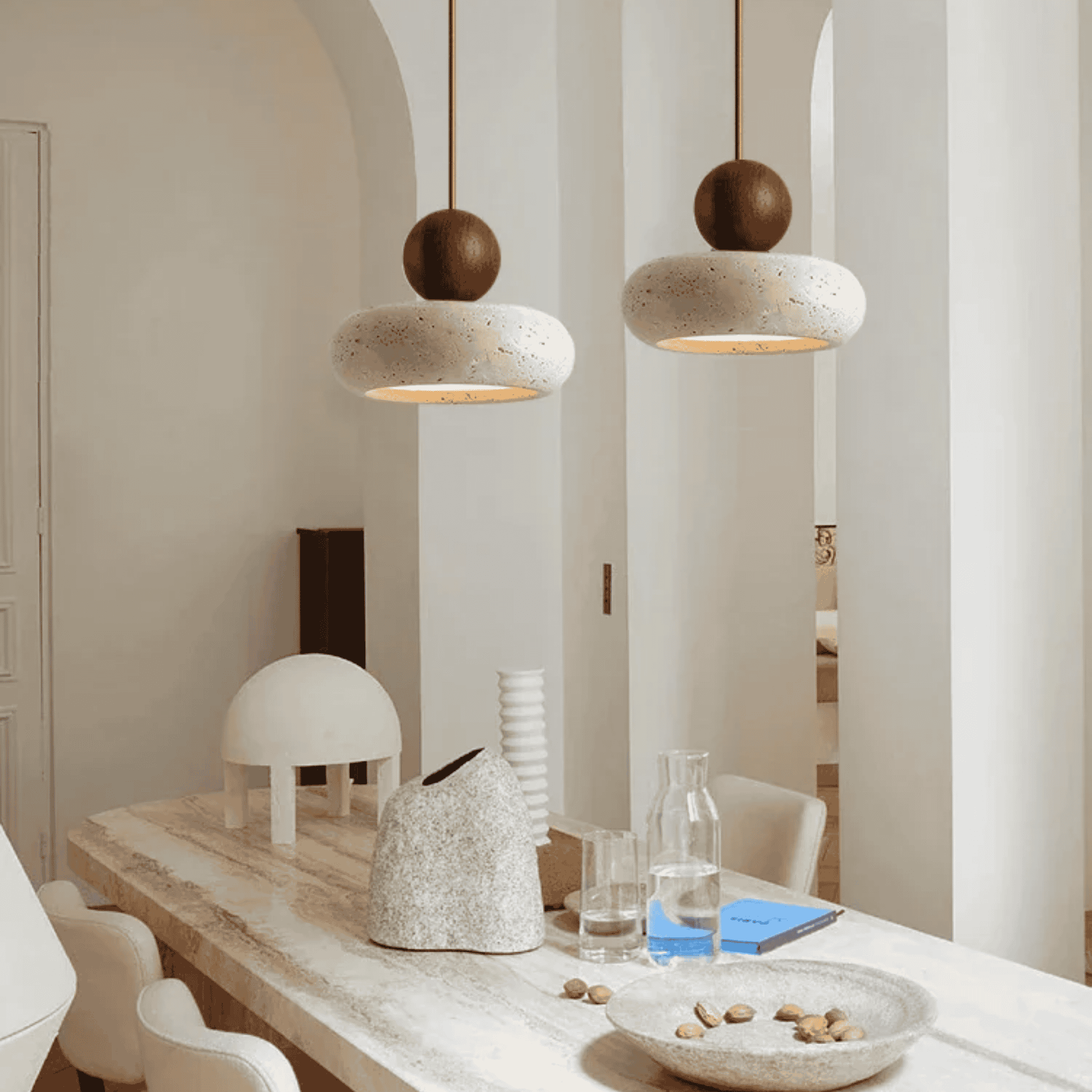 Natural Agate Stone Pendant Light with LED Glow, Ceiling Fixtures, Steinja