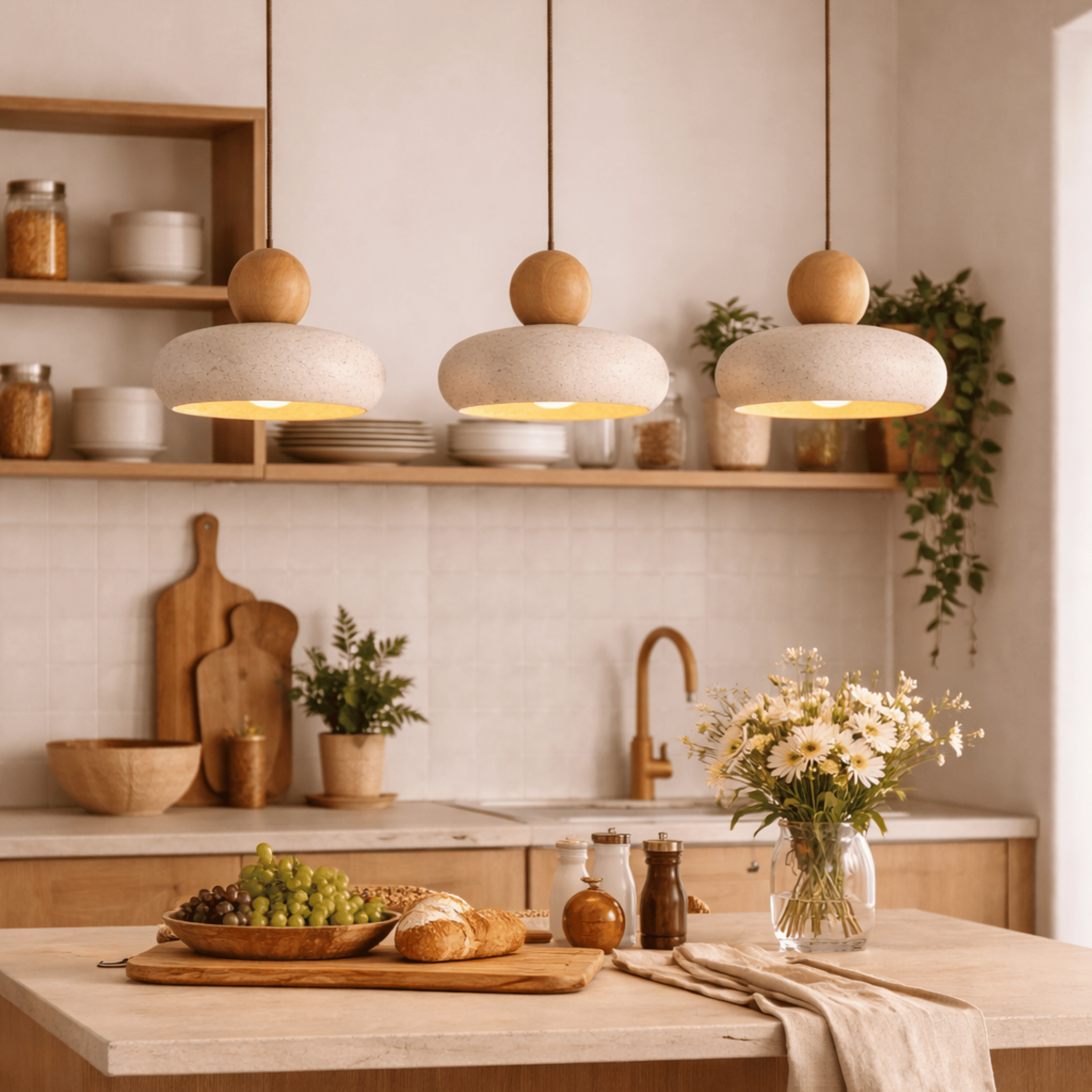 Natural Agate Stone Pendant Light with LED Glow, Ceiling Fixtures, Steinja