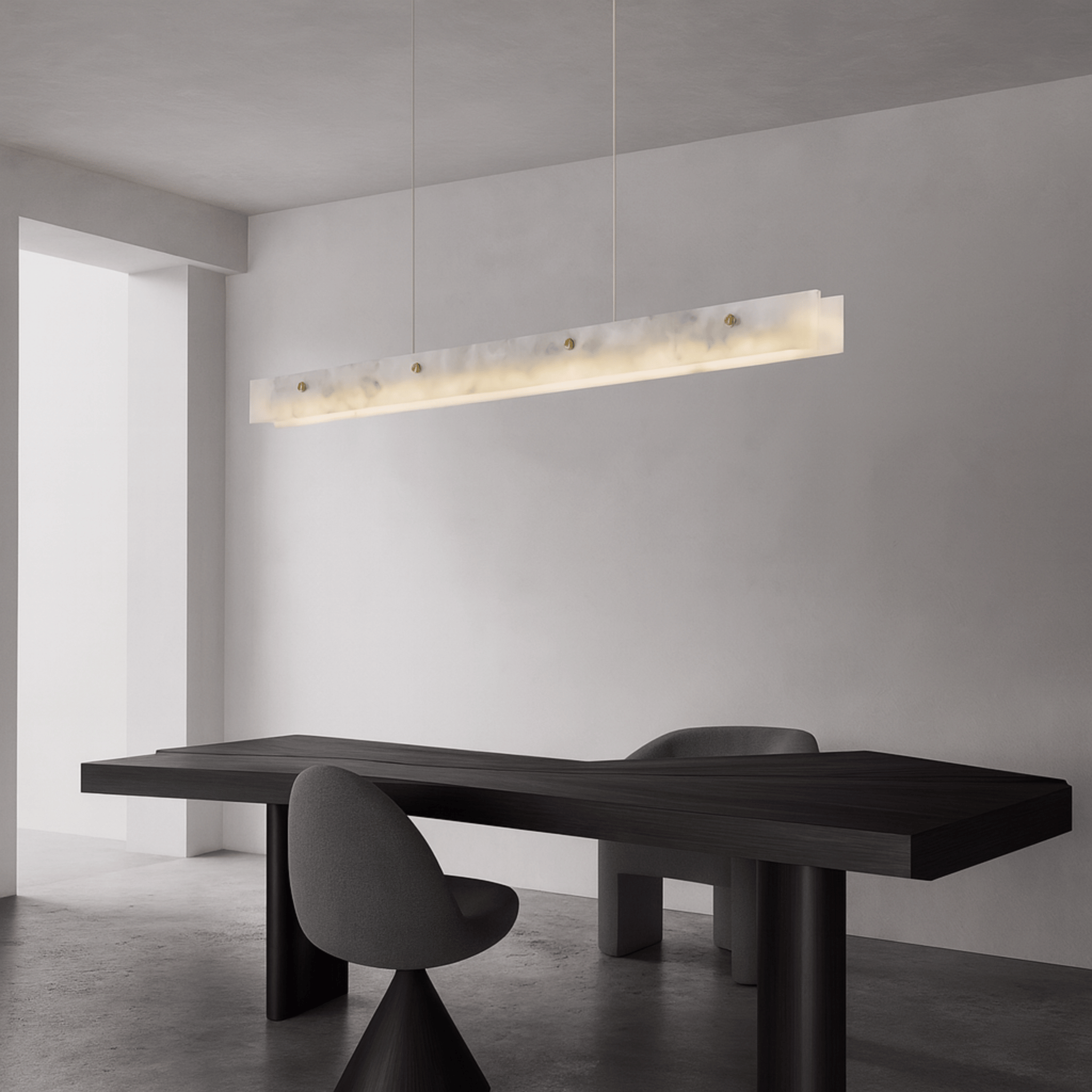 Steinna Marble Linear Chandelier 3 Sizes Available, Ceiling Light Fixtures, Pendant for Dining Room