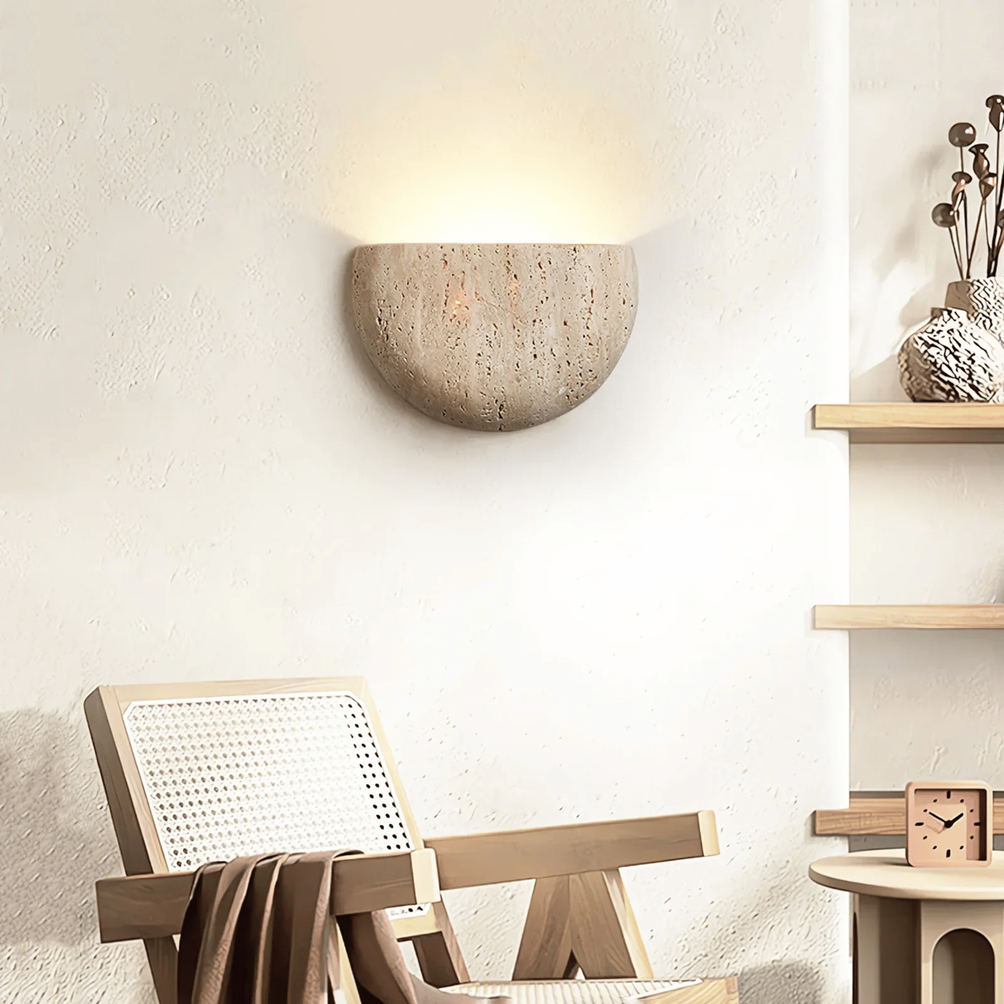 Steinvar Natural Travertine Sconce — Nordic Light, Wall Fixtures, Stone