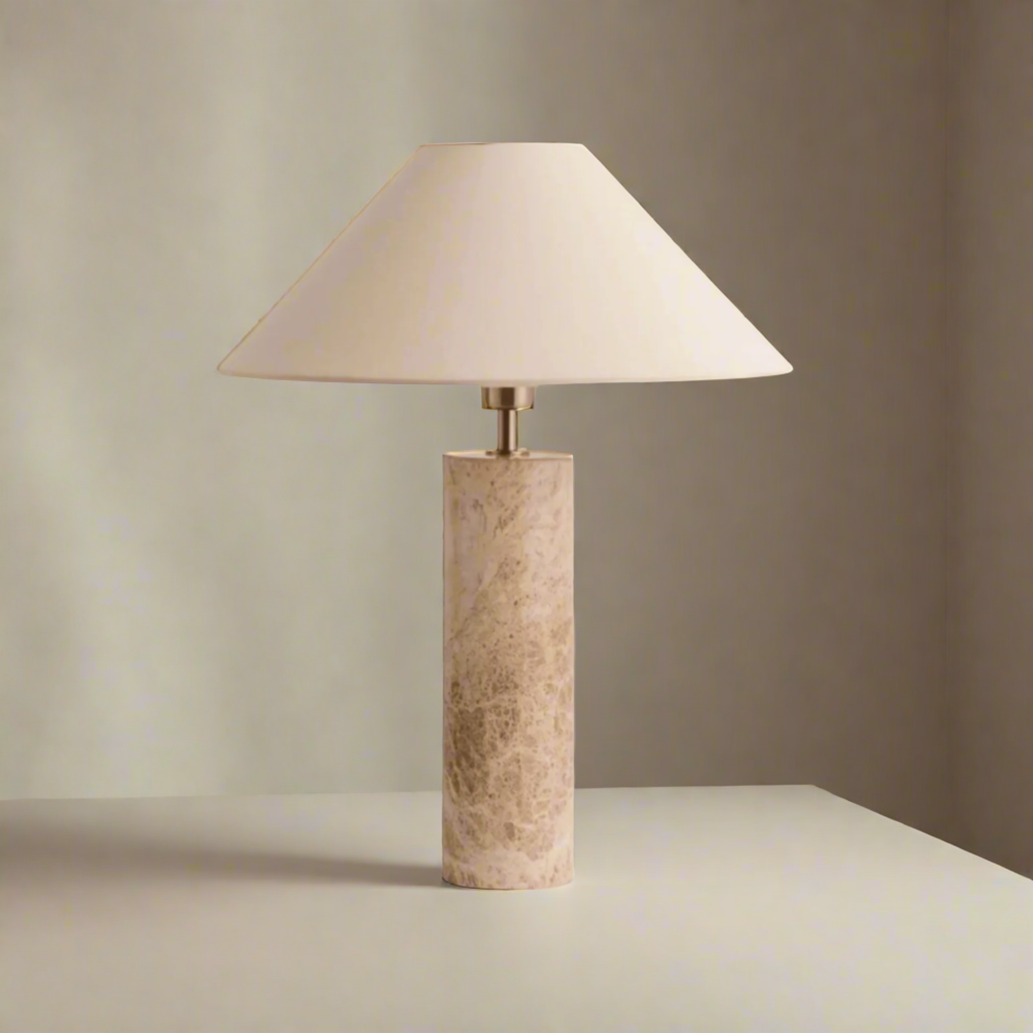 Natural Marble Table Lamp with Linen Shade | Skonne, Lamps, Steiva Nordic Style