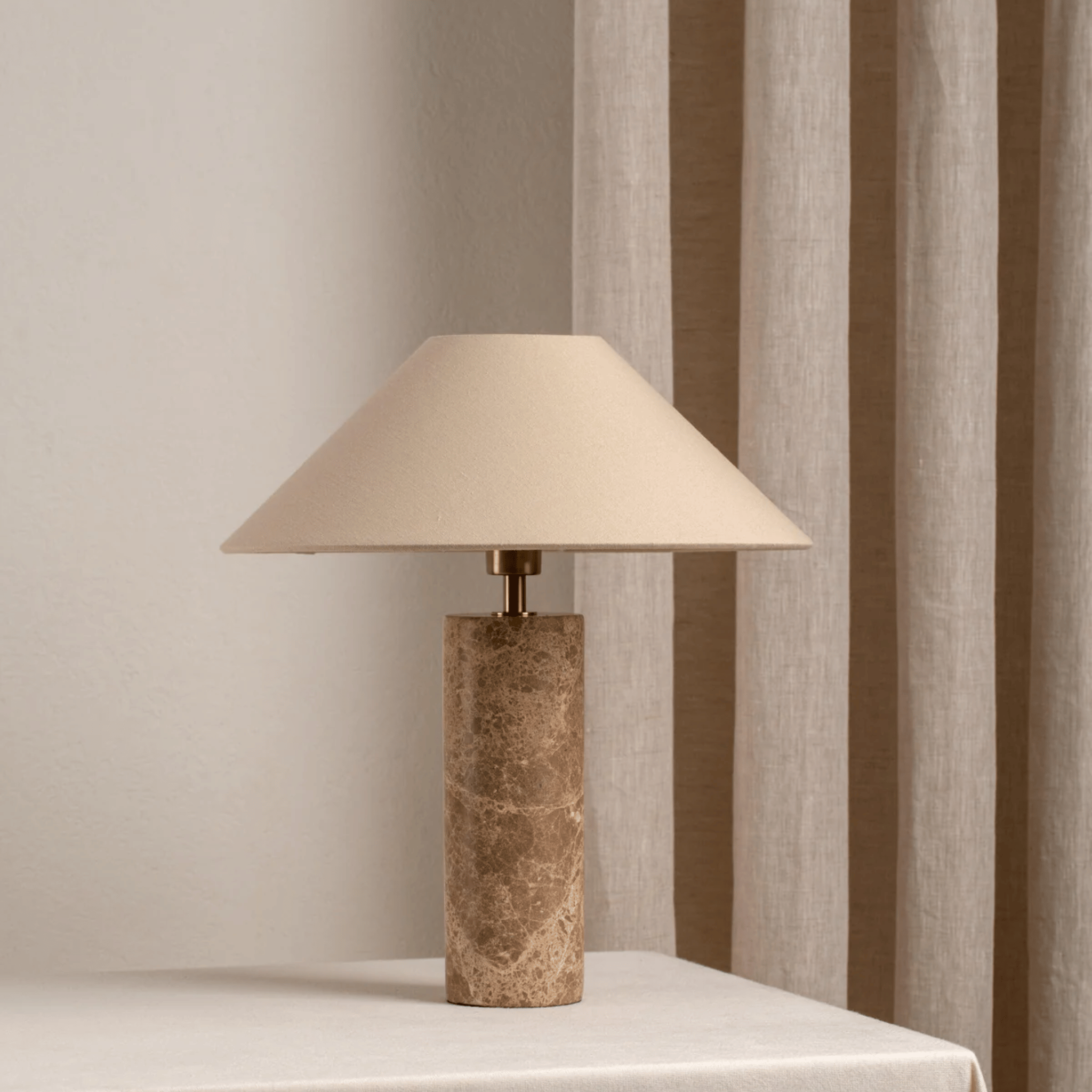 Natural Marble Table Lamp with Linen Shade | Skonne, Lamps, Steiva Nordic Style