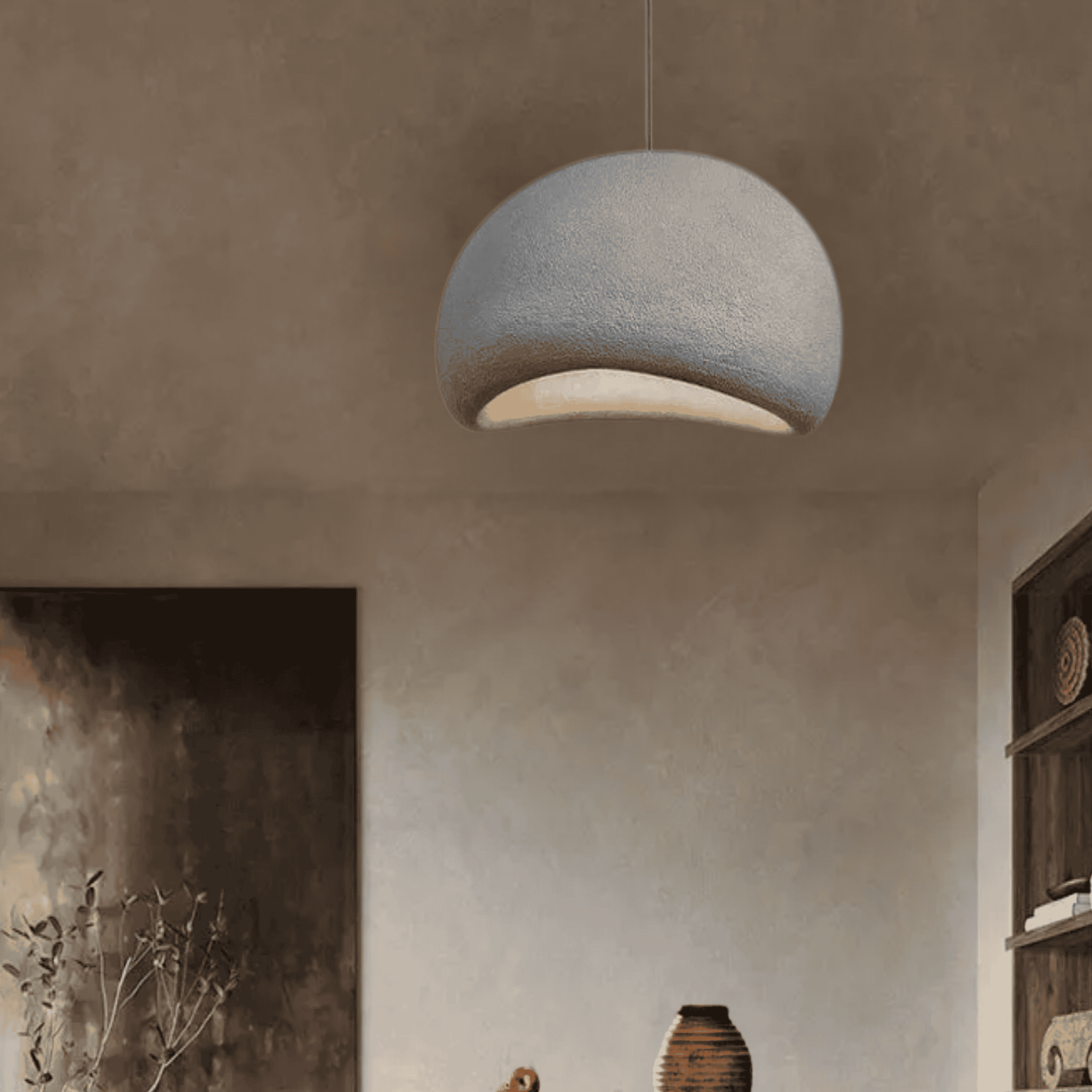 Stena Sculptural Pendant Chandelier for Dining Room, Grey Symmetrical / 11.8’’ (30CM), Ceiling Light Fixtures, Textured