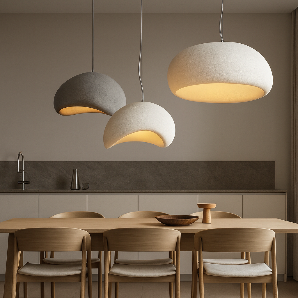 Stena Sculptural Pendant Chandelier for Dining Room, Ceiling Light Fixtures, Textured Stone