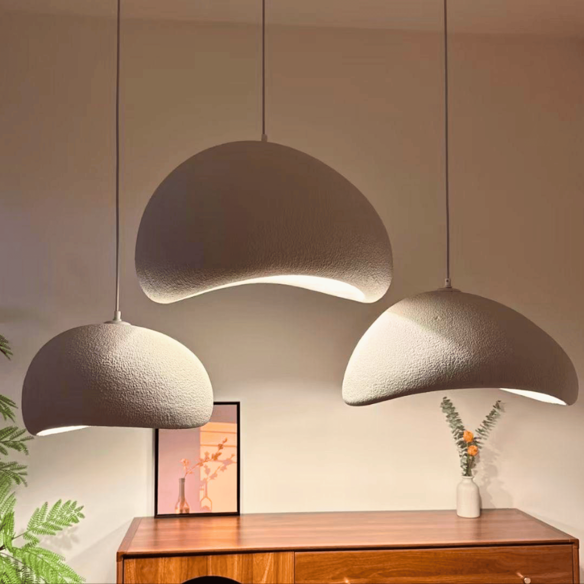 Stena Sculptural Pendant Chandelier for Dining Room, Ceiling Light Fixtures, Textured Stone