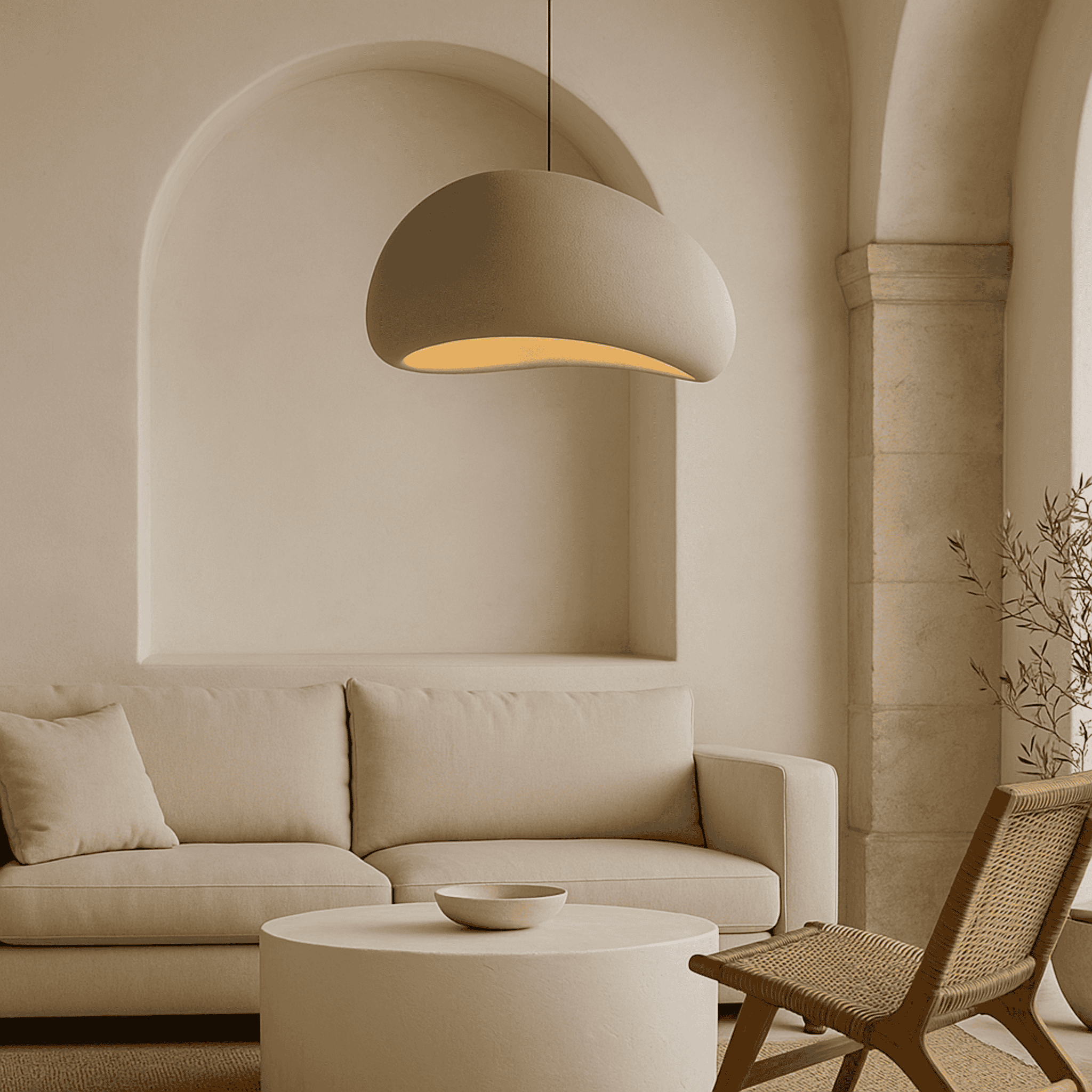 Stena Sculptural Pendant Chandelier for Dining Room, Ceiling Light Fixtures, Textured Stone