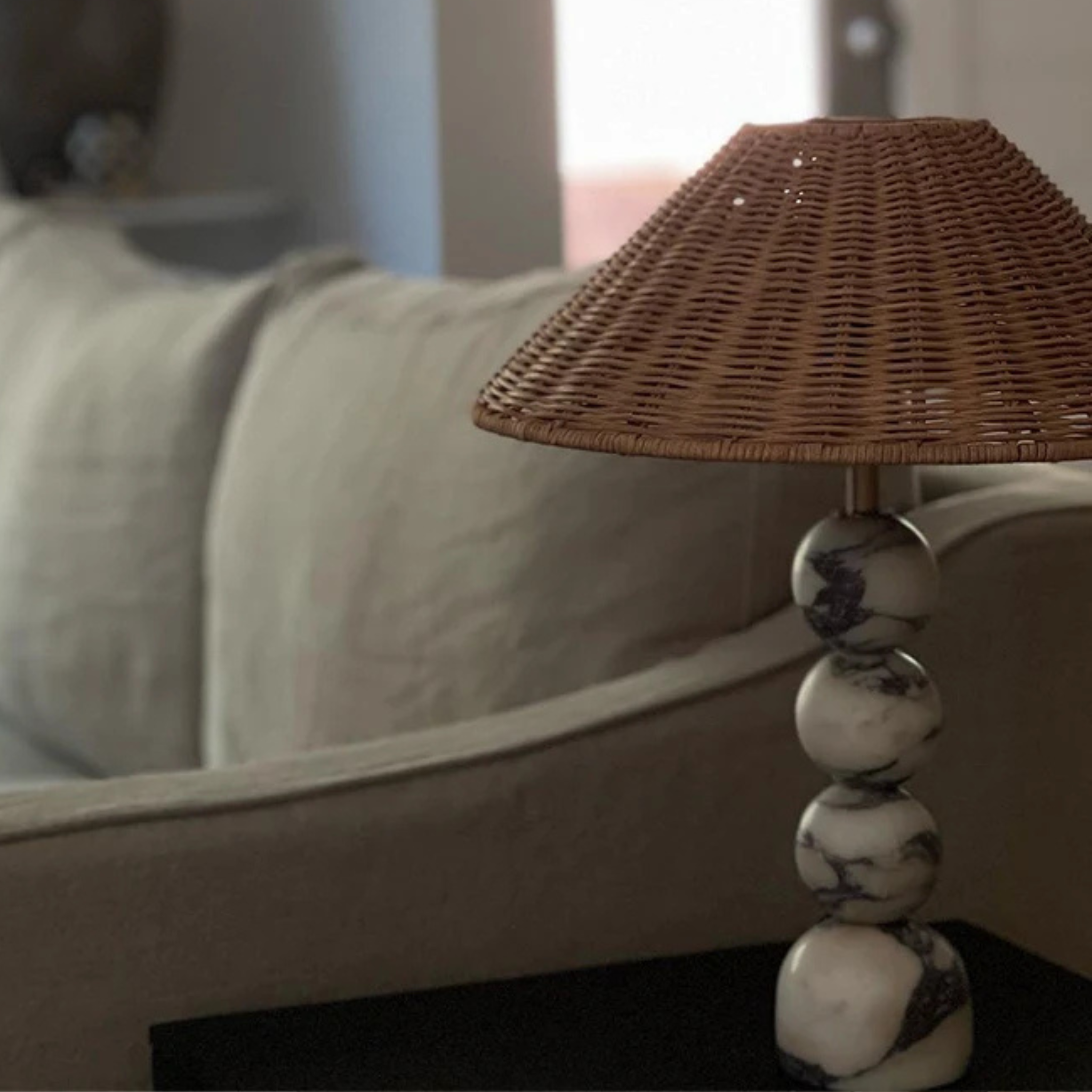 Stenglo Marble Rattan Table Lamp Warm Ambient Light, Lamps, Nordic Shade